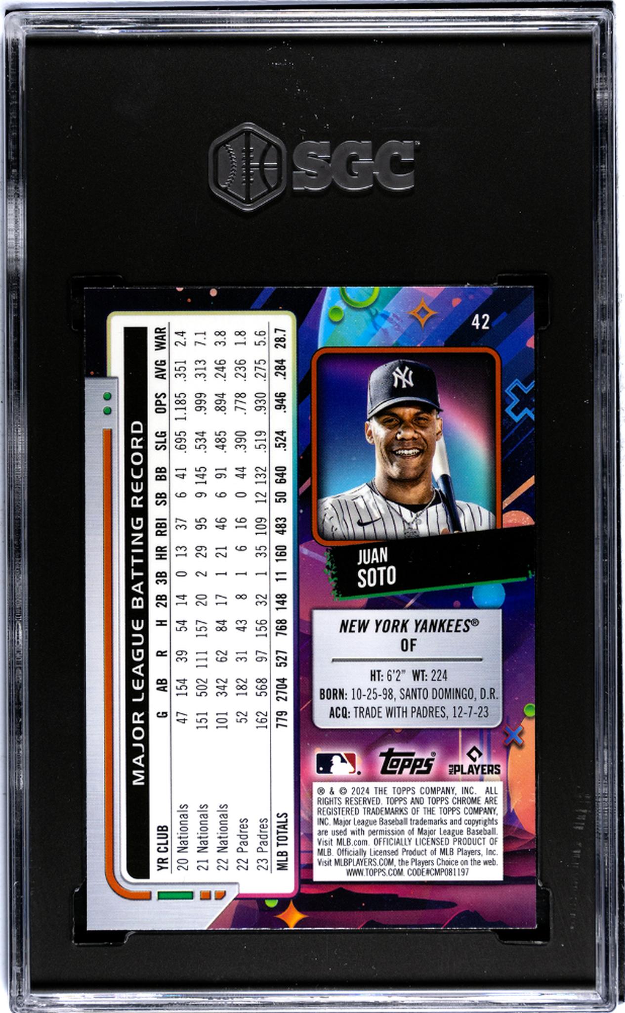 2024 Topps Cosmic Chrome #42 Juan Soto SGC 10