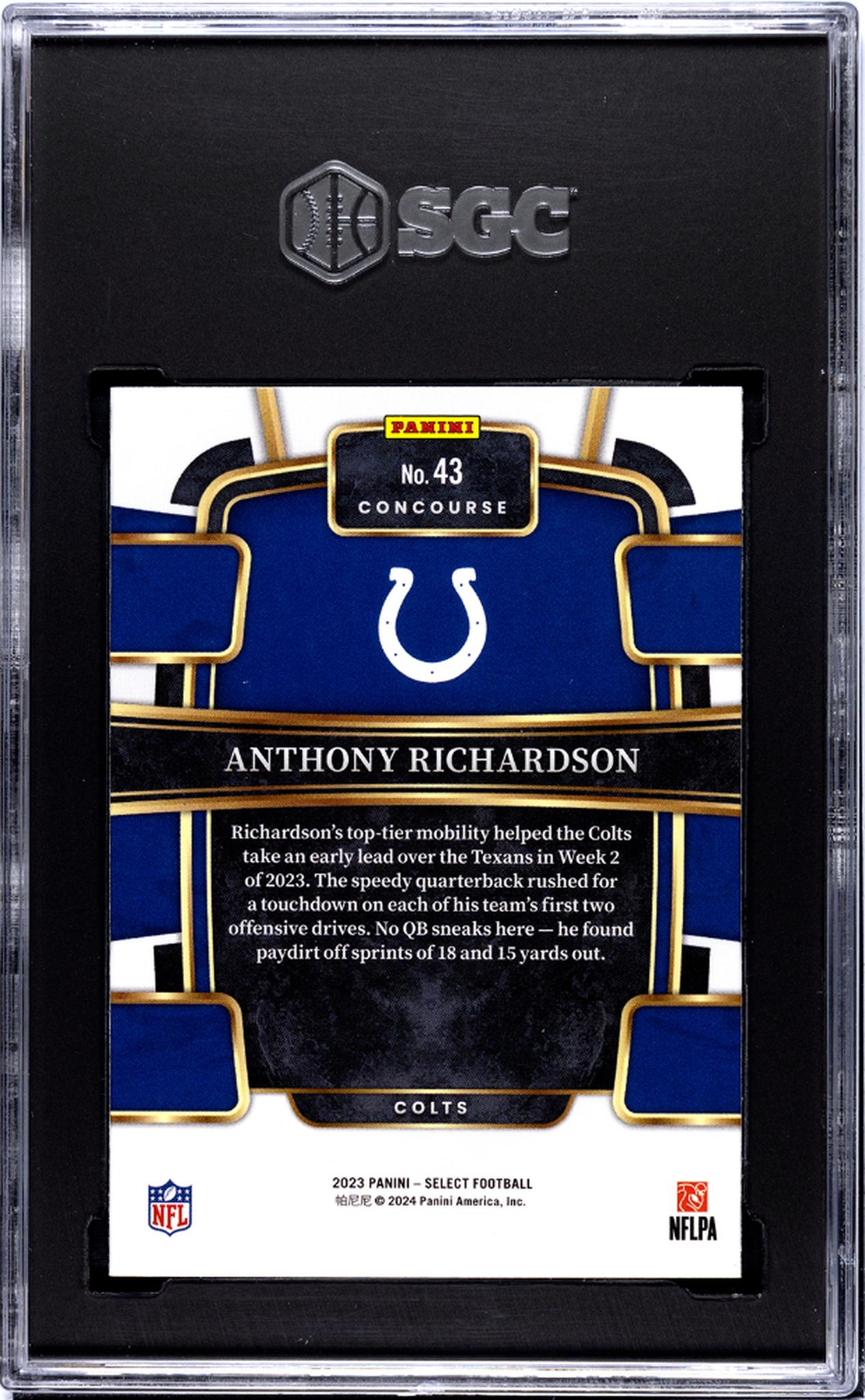 2023 Panini Select #43 Anthony Richardson SGC 9.5