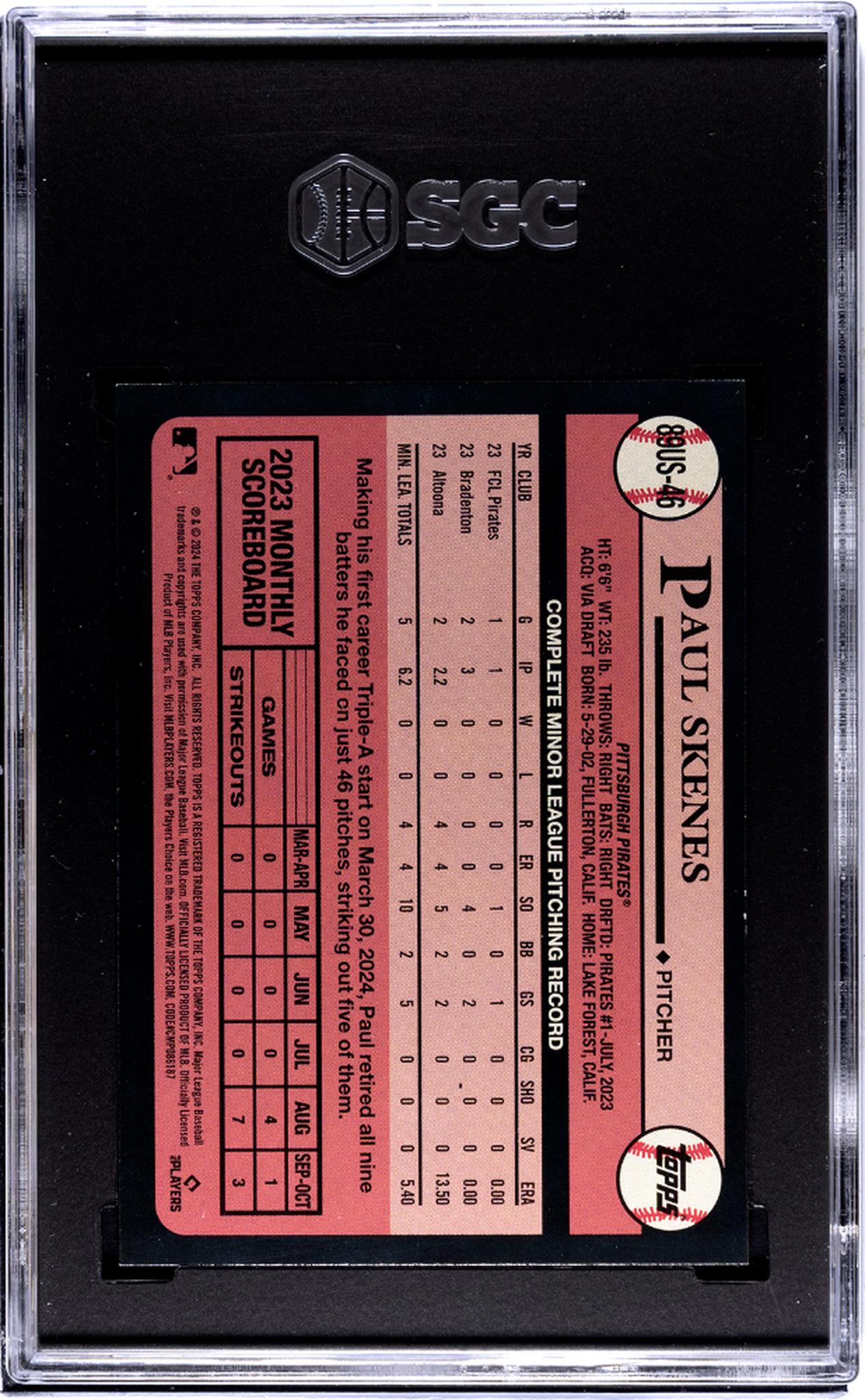 2024 Topps Update '89 Design Blue Paul Skenes #89US-46 RC SGC 9
