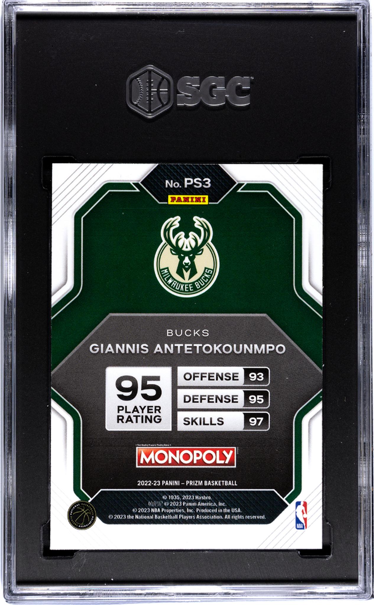 2022-23 Panini Prizm Monopoly #PS3 Giannis Antetokounmpo Prizm All-Stars SGC 9.5
