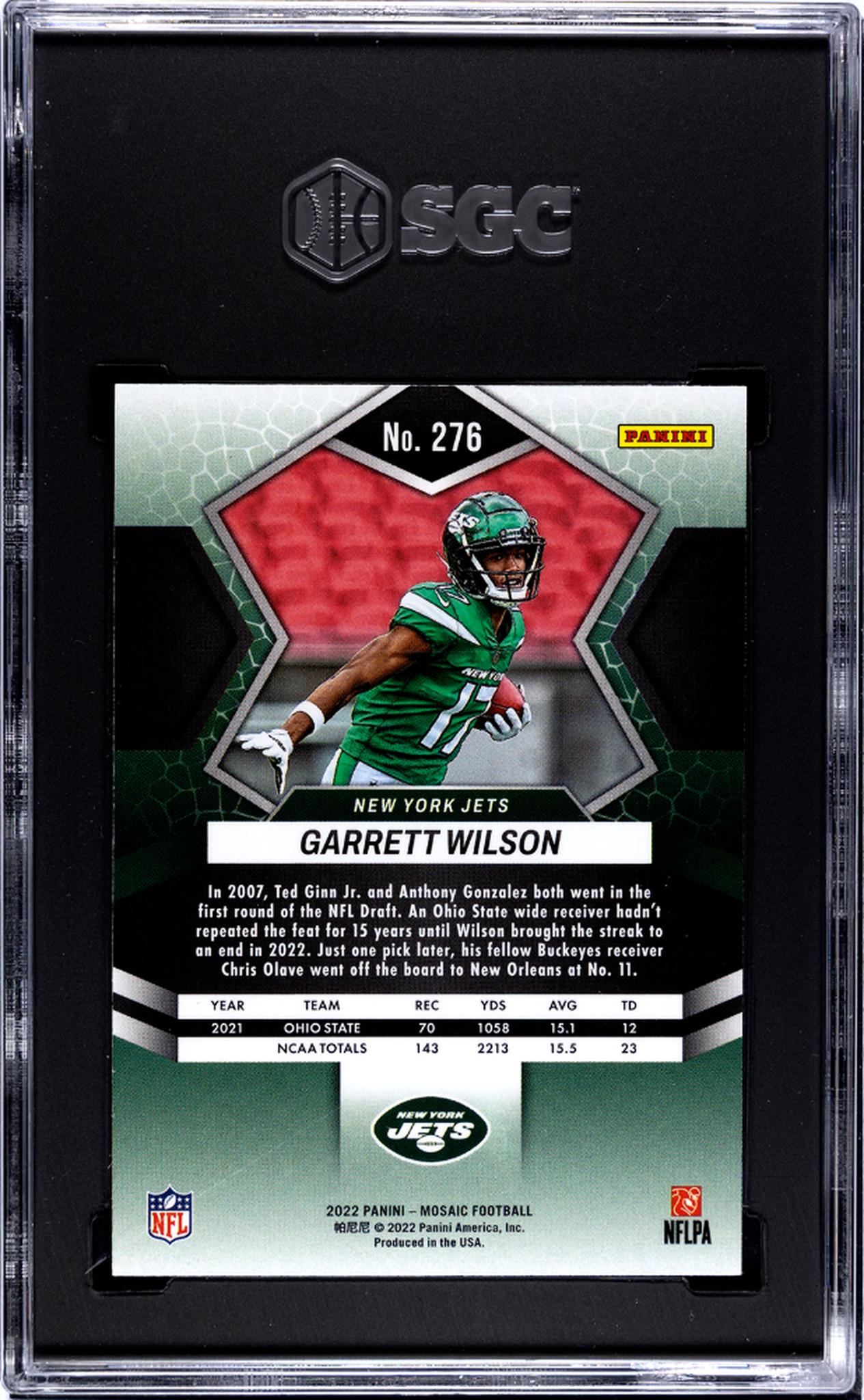 2022 Panini Mosaic #276 Garrett Wilson NFL Debut Rookie  SGC 10