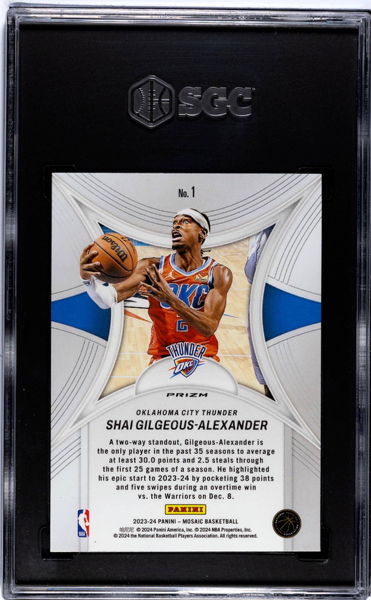 2023-24 Panini Mosaic #1 Shai Gilgeous-Alexander Epic Performers Green Prizm SGC 10