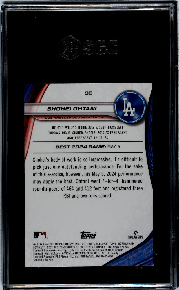 2024 Bowman's Best #33 Shohei Ohtani SGC 9.5
