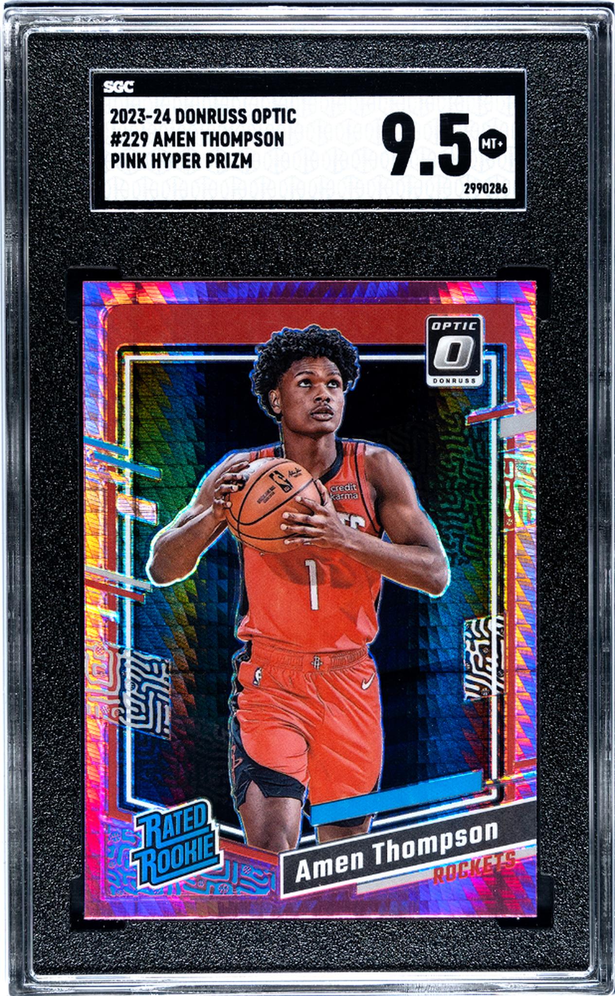 2023-24 Panini Donruss Optic Pink Hyper Prizm Amen Thompson #229 RC SGC 9.5