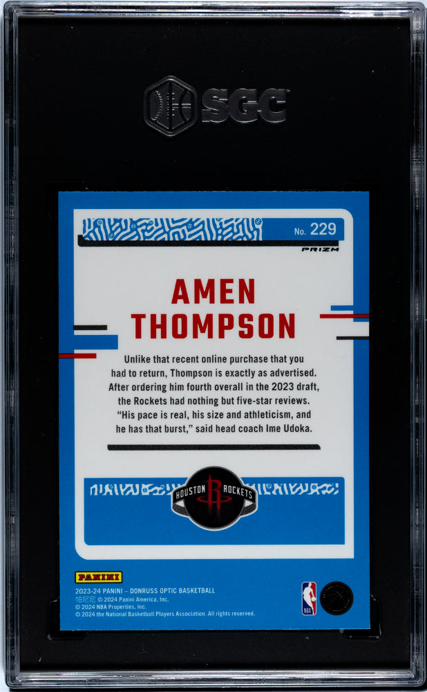 2023-24 Panini Donruss Optic Pink Hyper Prizm Amen Thompson #229 RC SGC 9.5