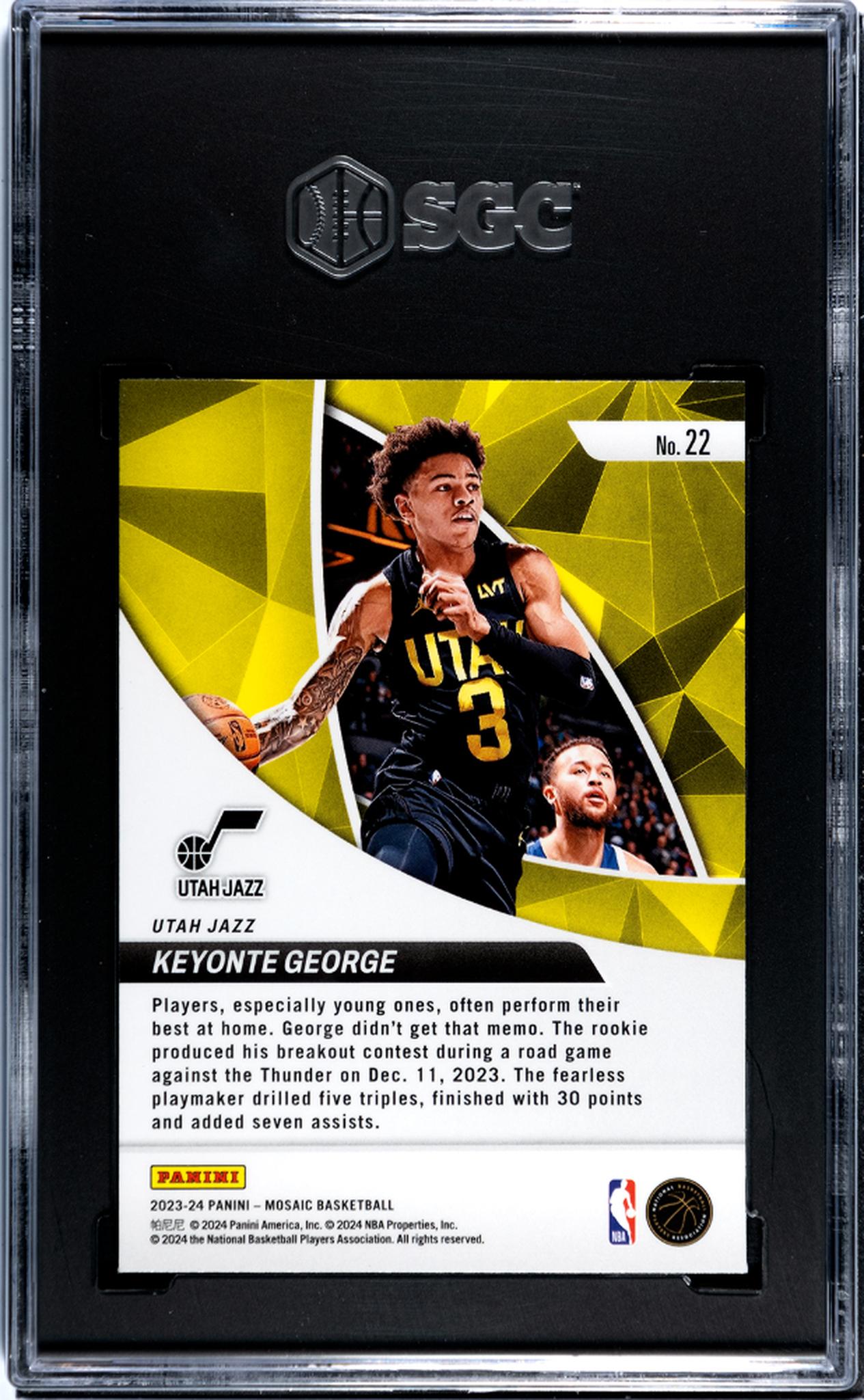 2023-24 Panini Mosaic Elevate Keyonte George #22 RC SGC 10