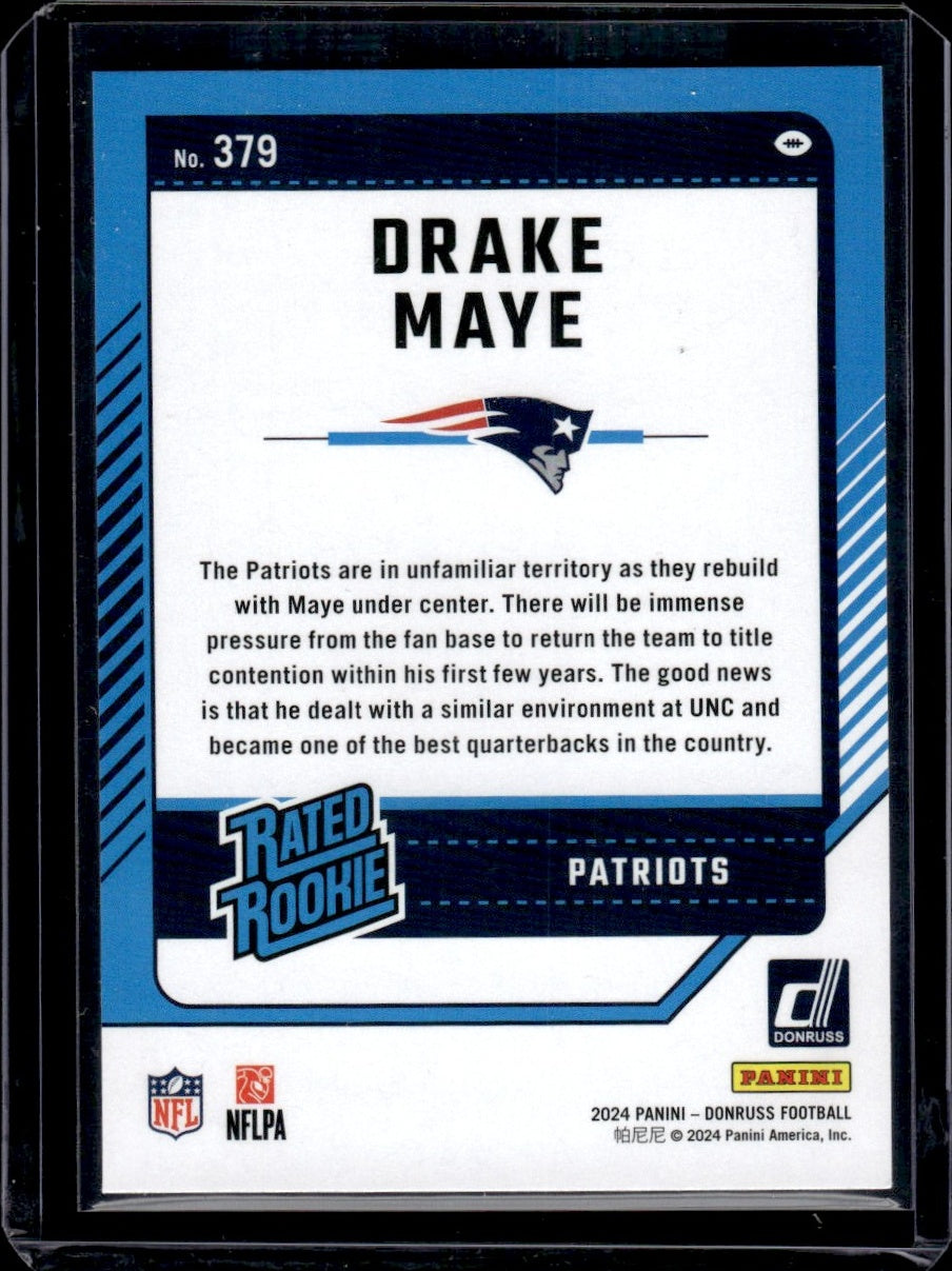 2024 Panini Donruss #379 Drake Maye Rated Rookie Press Rookie 