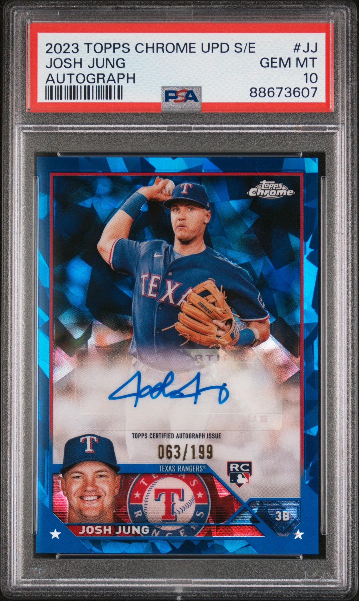 2023 Topps Chrome Update Sapphire Autographs Josh Jung #USAJJ /199 PSA 10