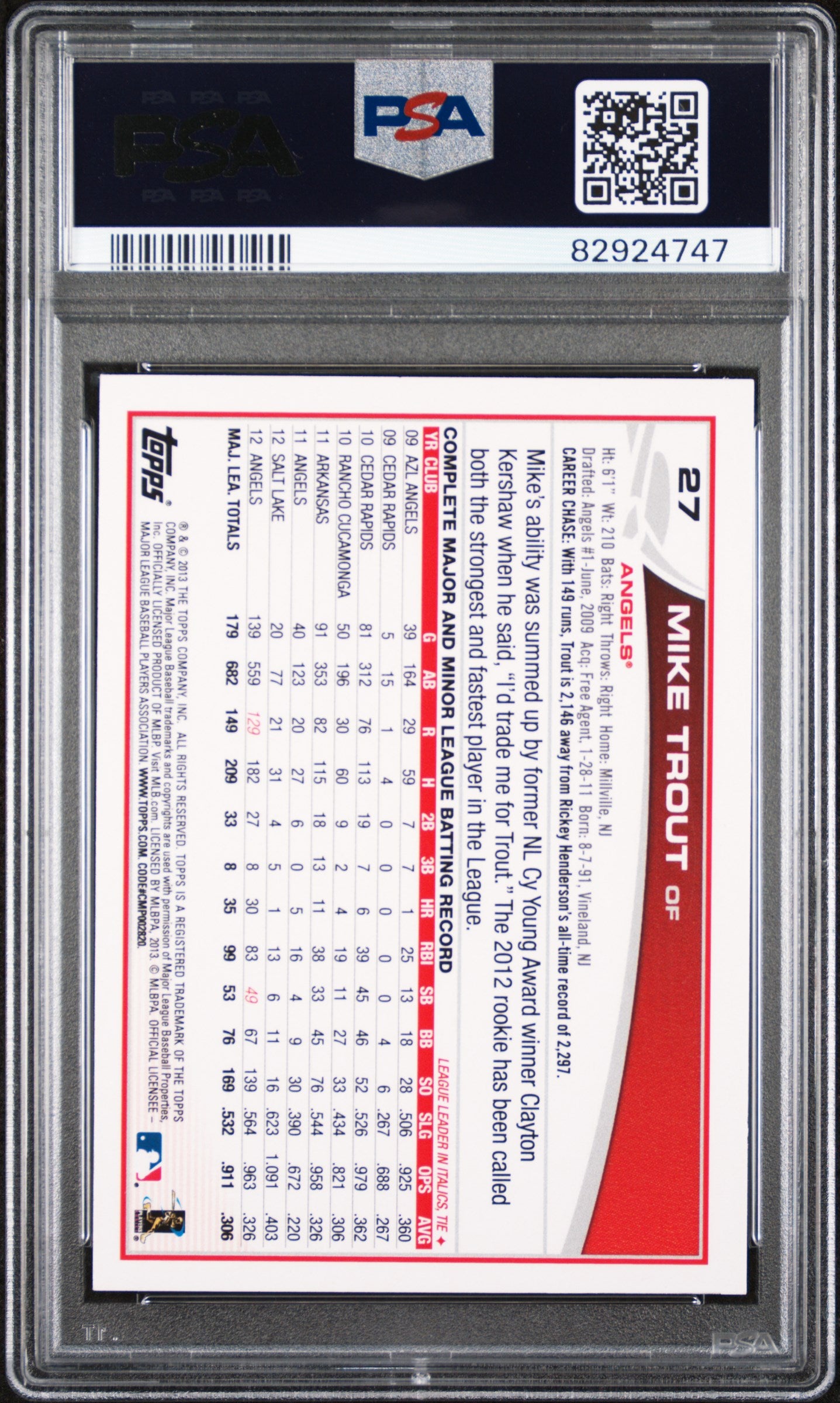 2013 Topps Mike Trout #27 PSA 9