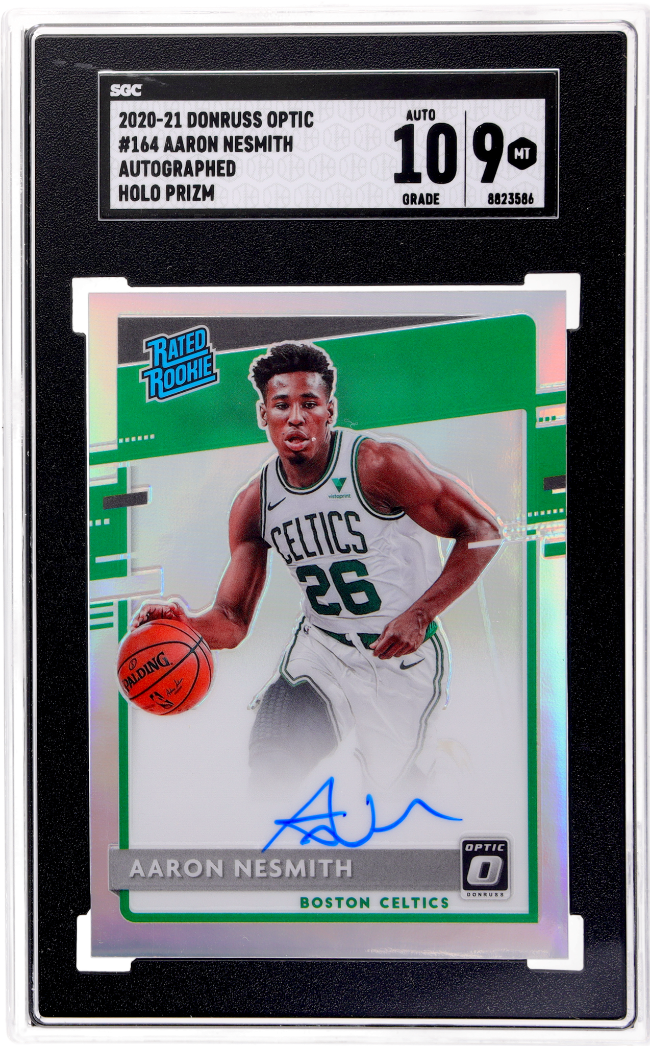 2020 Donruss Optic Rookie Signature Holo Aaron Nesmith #164 SGC 9