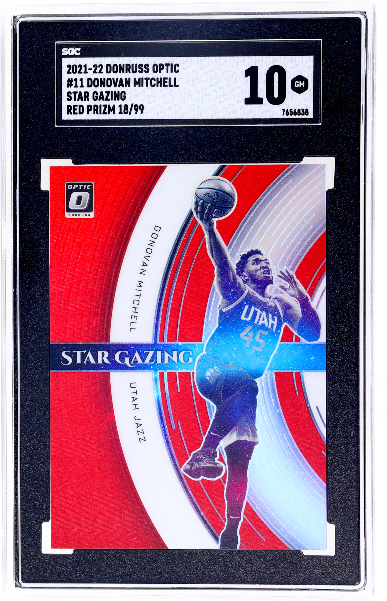 2021 Donruss Optic Star Gazing Red Prizm Donovan Mitchell #11 /99 SGC 10