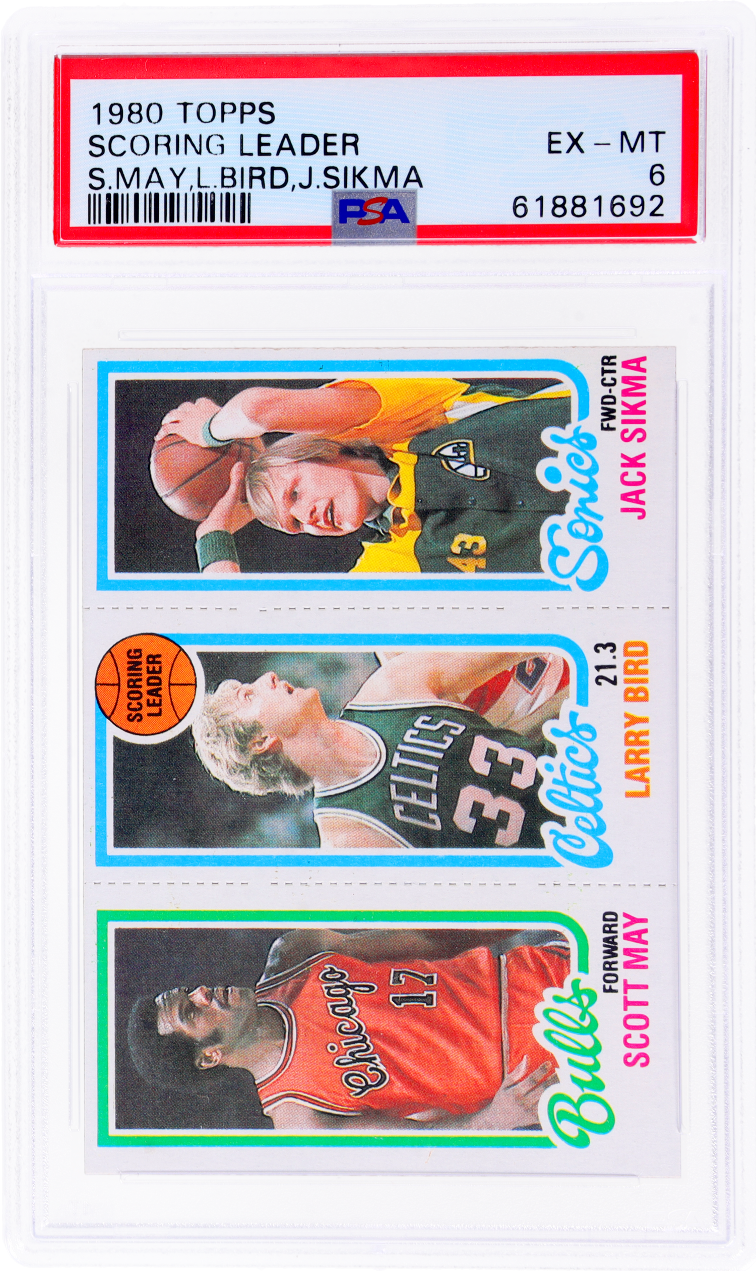 1980 Topps #98 Jack Sikma/Larry Bird/Scott May PSA 6