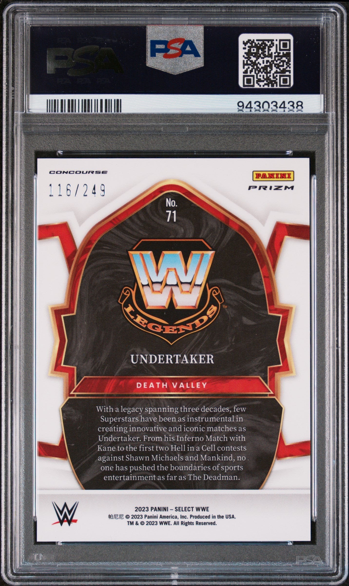 2023 Panini Select WWE Light Blue Undertaker /249 #71 PSA 10