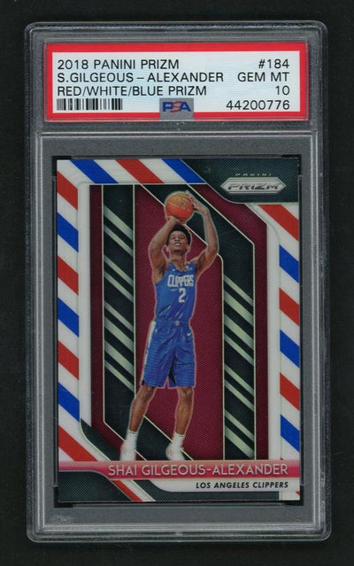 2018 Panini Prizm Shai Gilgeous-Alexander #184 Red/White/Blue Prizm PSA 10