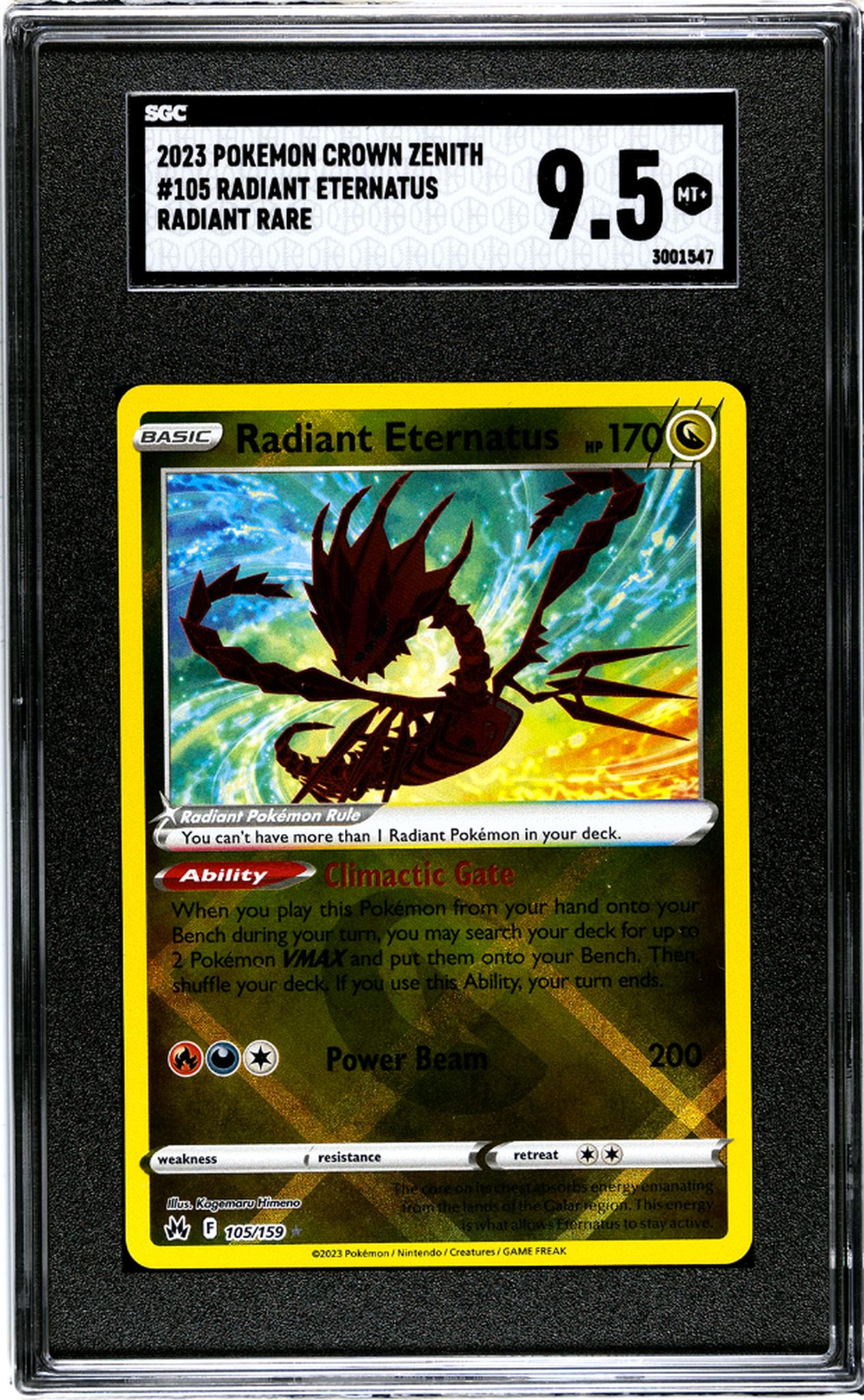 2023 Pokemon Crown Zenith #105 Radiant Eternatus Radiant Rare 105/159 SGC 9.5