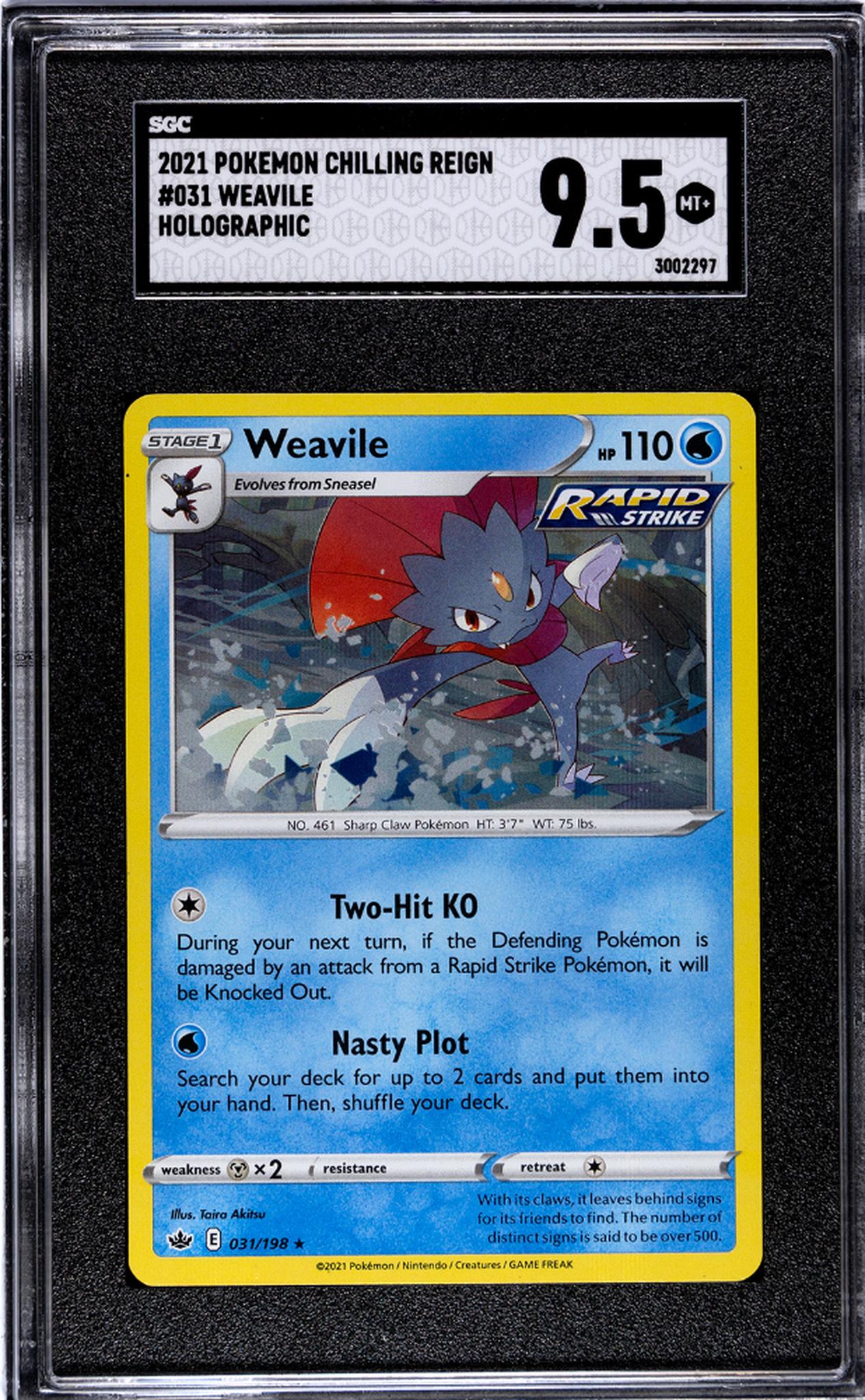 2021 Pokémon Sword & Shield Chilling Reign Weavile #031/198 Holo SGC 9.5