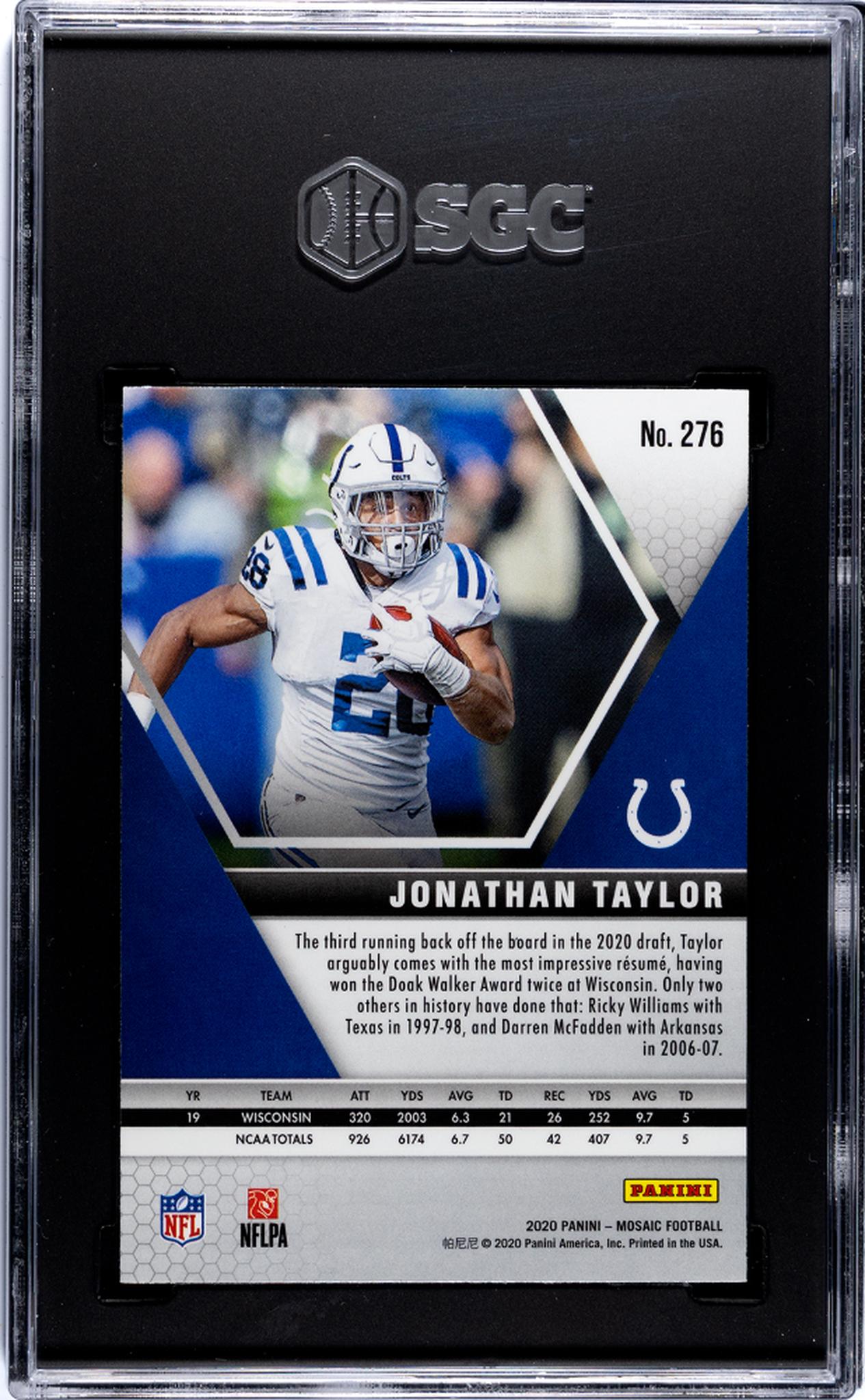 2020 Panini Mosaic #276 Jonathan Taylor Nfl Debut SGC 10