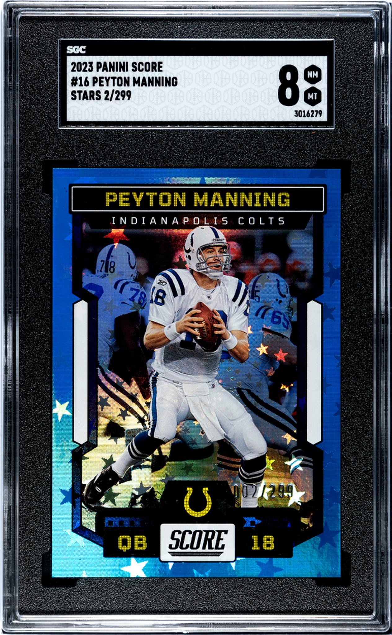 2023 Panini Score #16 Peyton Manning Stars 2/299 SGC 8