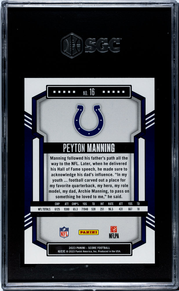 2023 Panini Score #16 Peyton Manning Stars 2/299 SGC 8