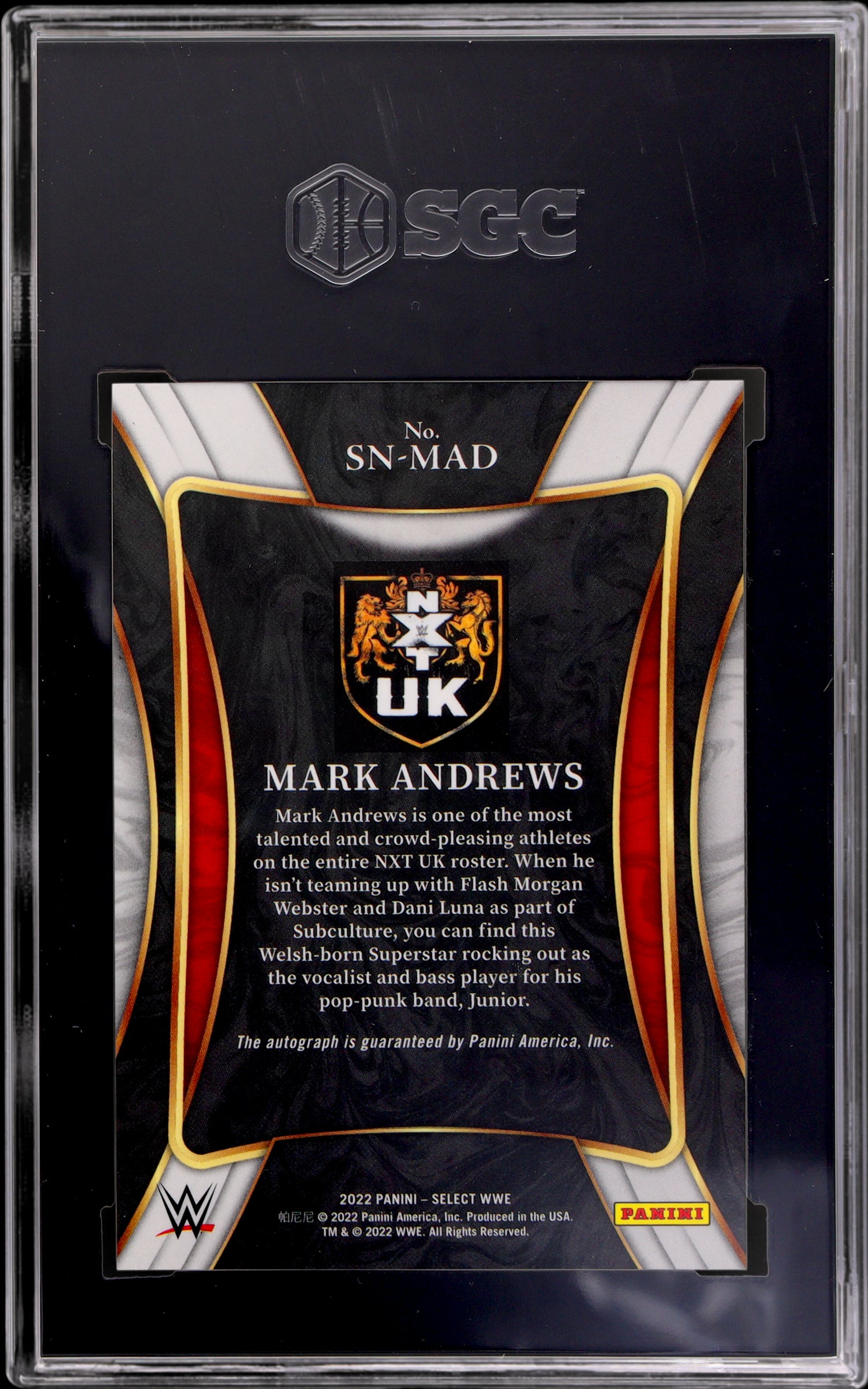 2022 Panini Select Wwe #SN-MAD Mark Andrews Sig. Selections SGC 10