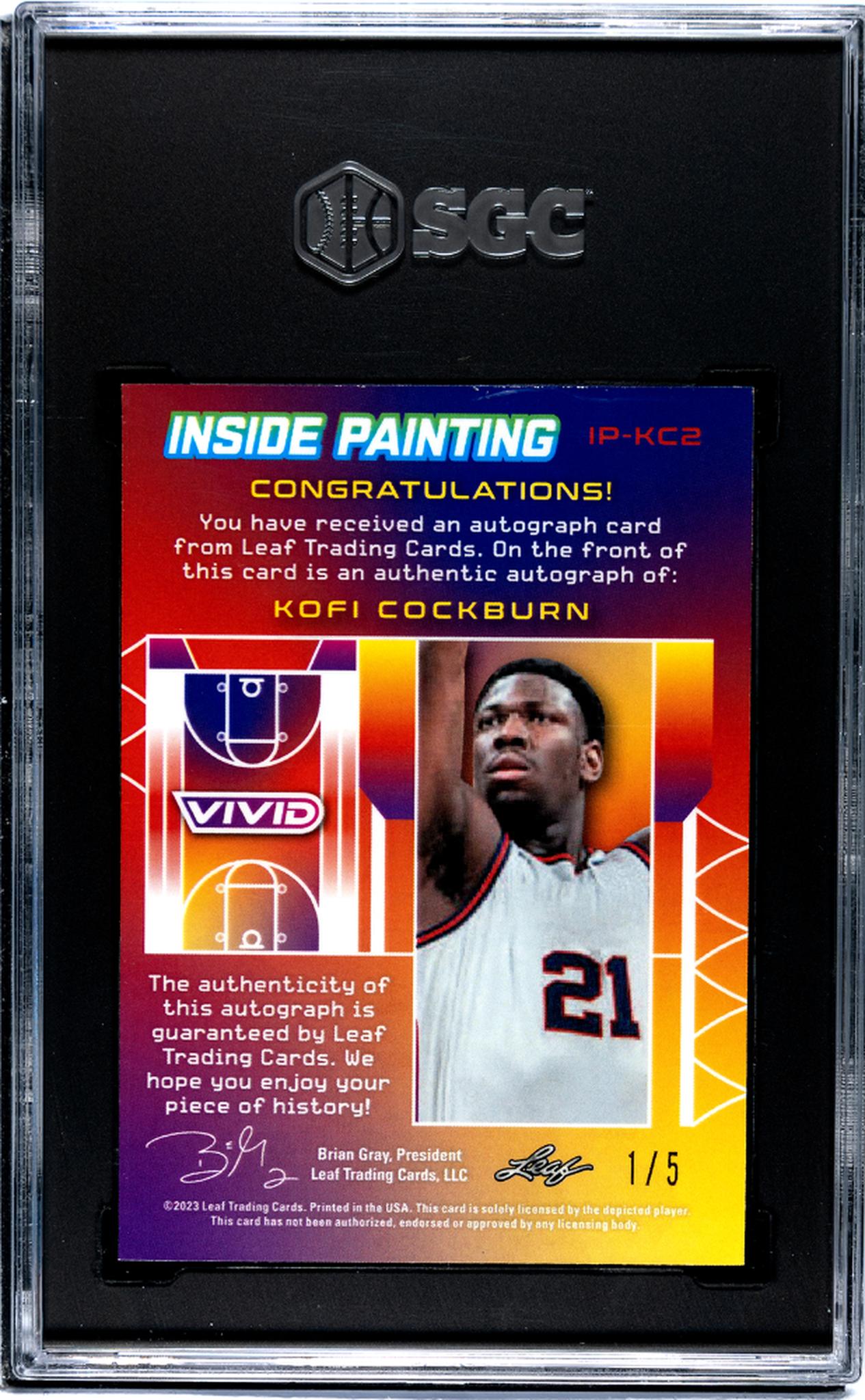 2022 Vivid #IP-KC2 Kofi Cockburn Inside Painting /5 SGC 9