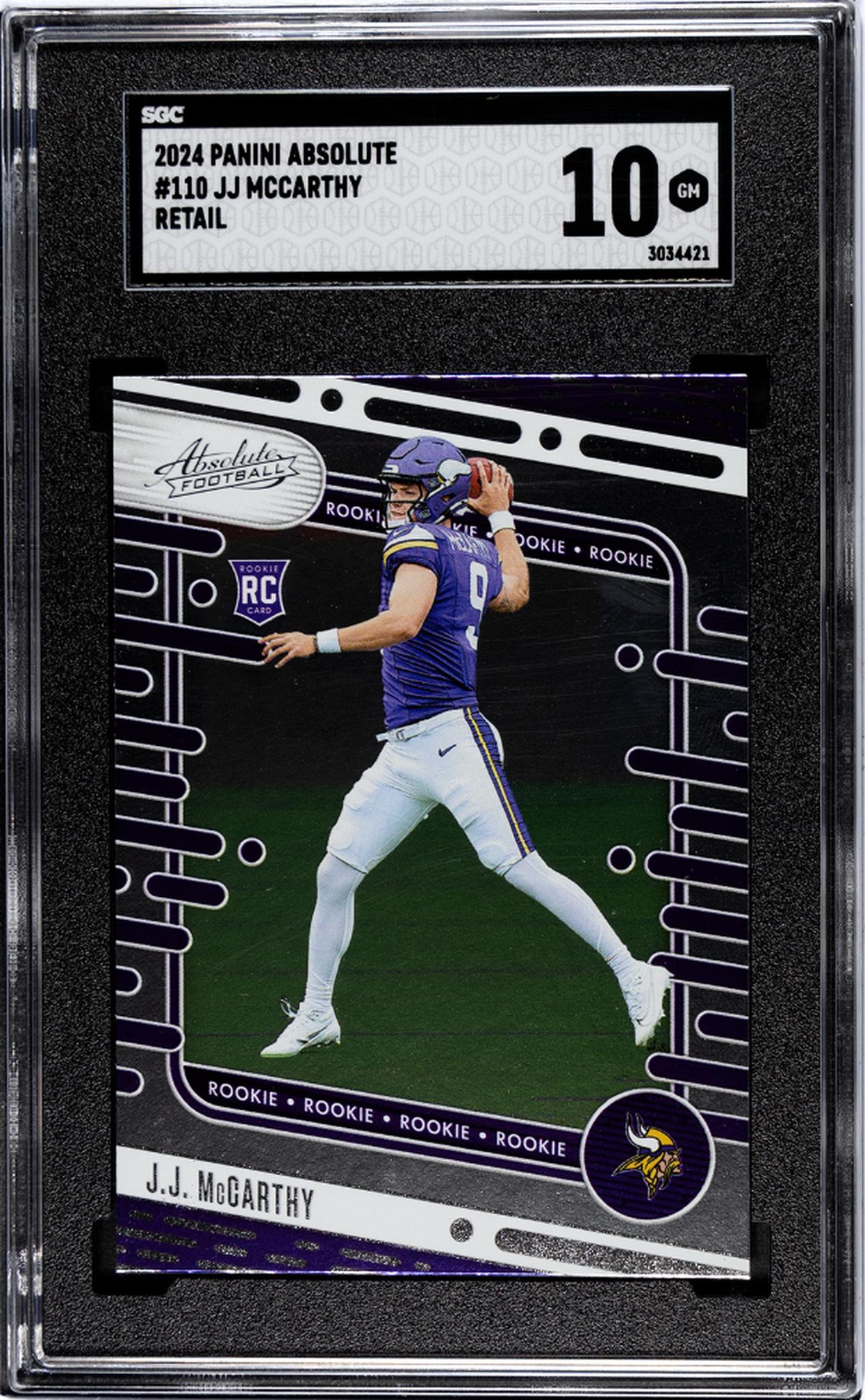 2024 Panini Absolute Football J.J. McCarthy #110 RC SGC 10
