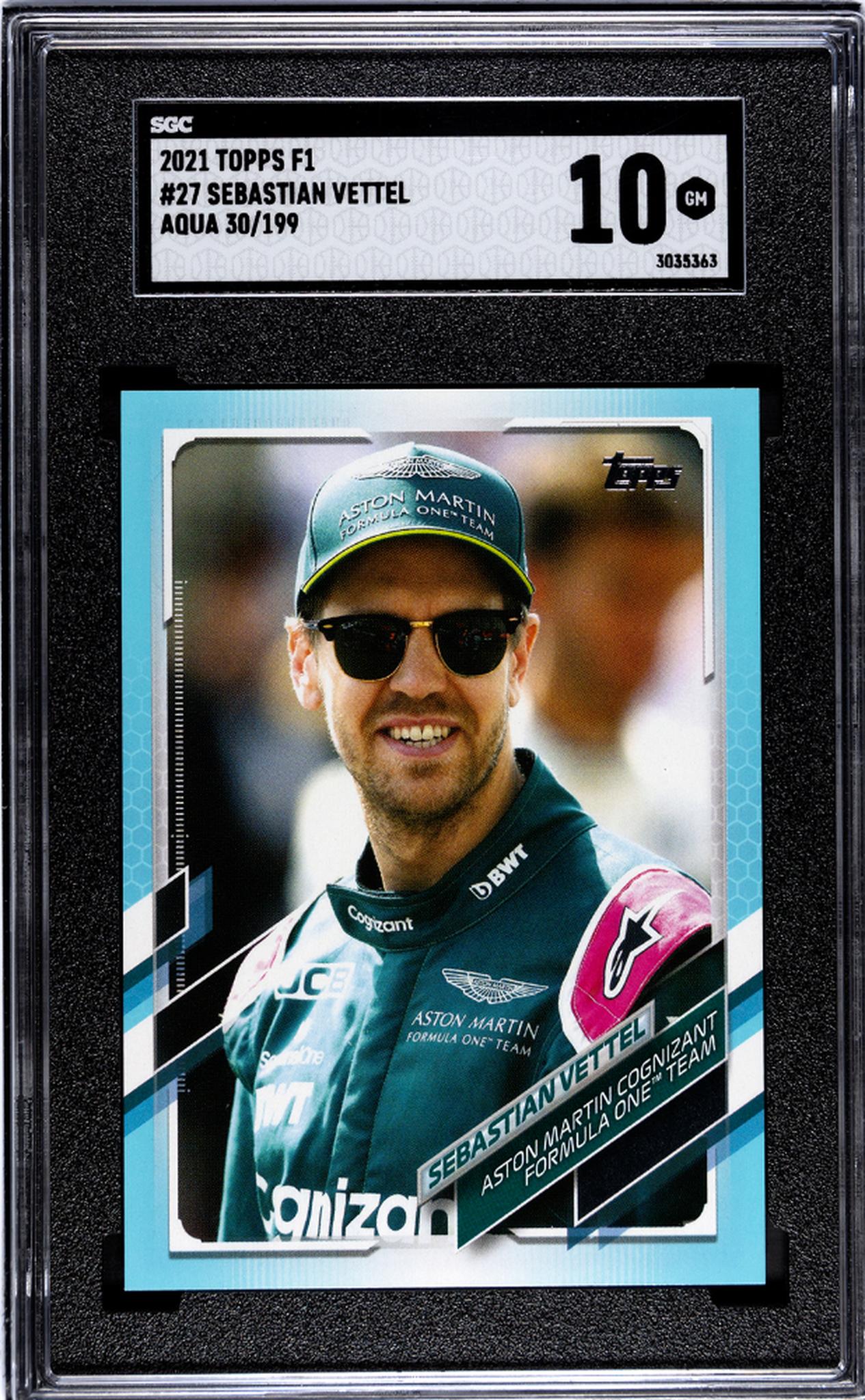 2021 Topps F1 #27 Sebastian Vettel Aqua 30/199 SGC 10