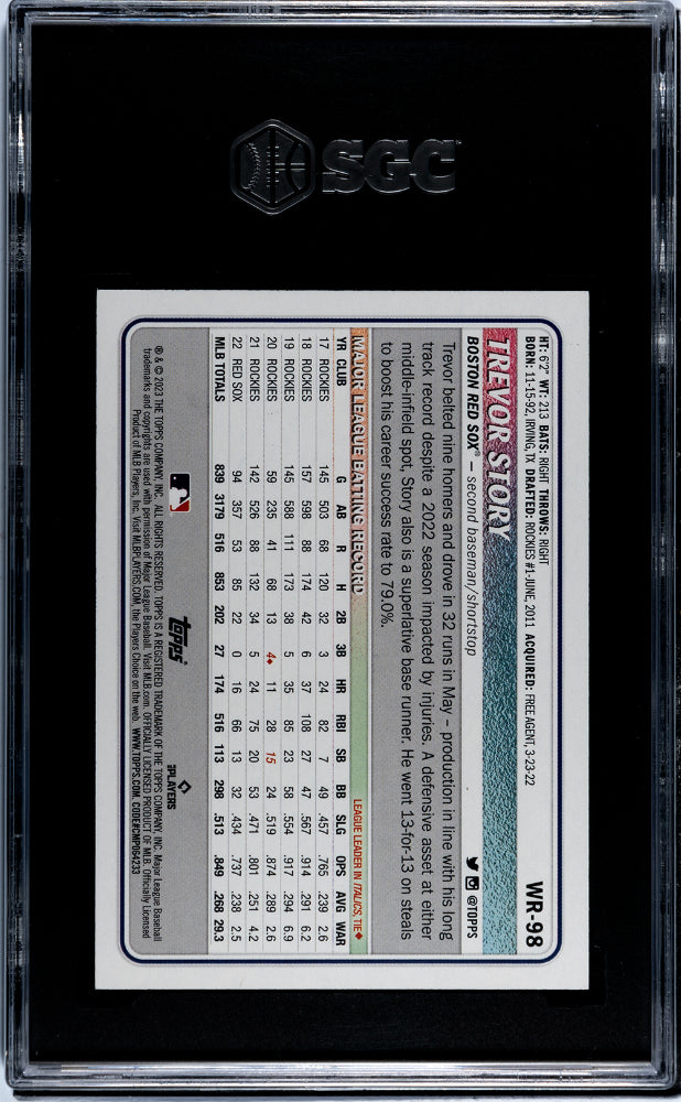 2023 Topps Big League #WR-98 Trevor Story Wrapper Redemption /75 SGC 9