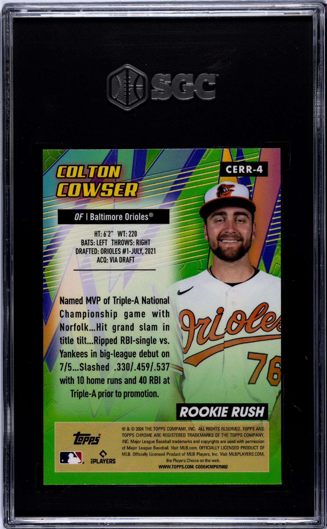 2024 Topps Chrome #CERR-4 Colton Cowser All Etch Rookie Rush SGC 10