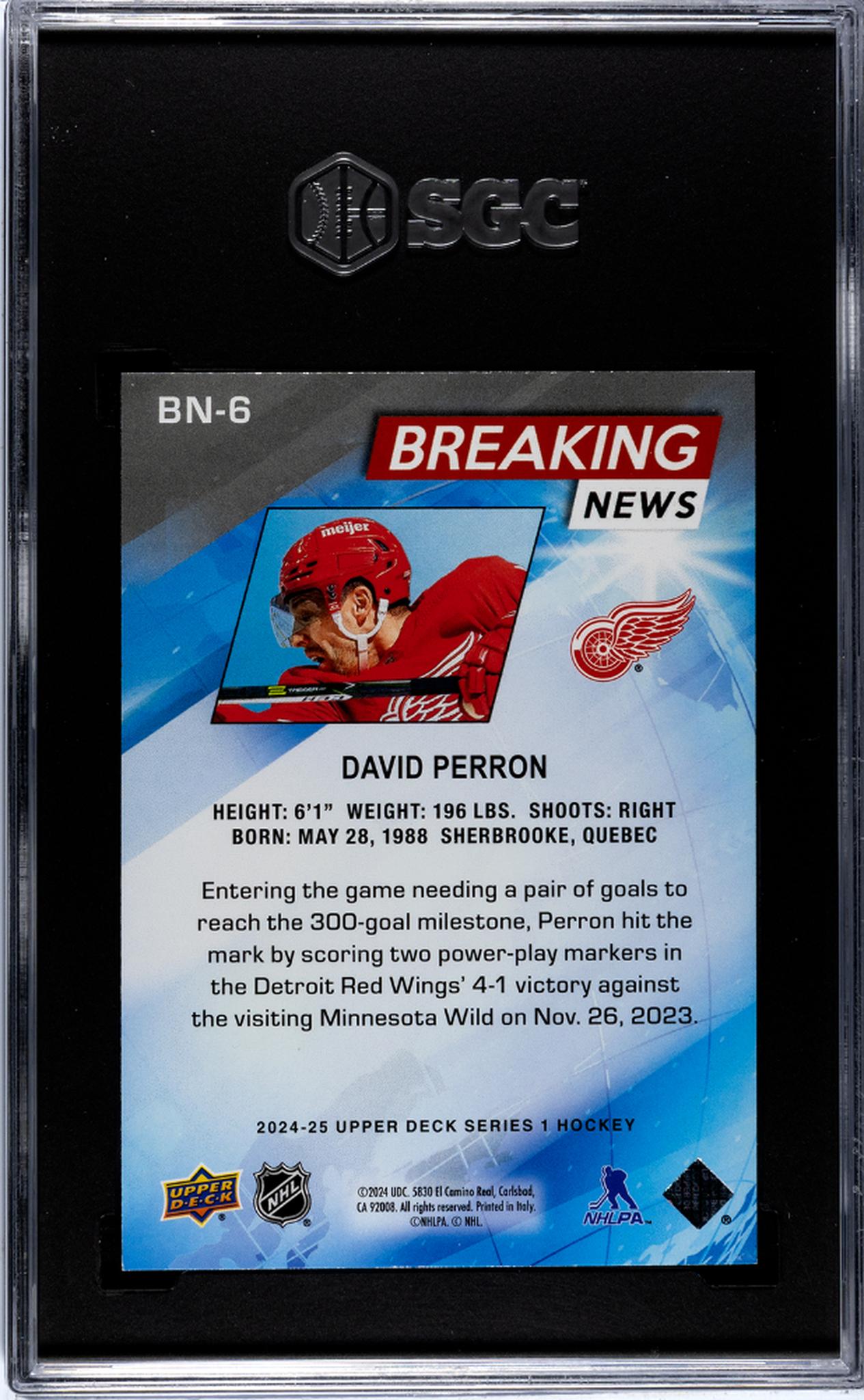 2024 Upper Deck #BN-6 David Perron Breaking News SGC 10