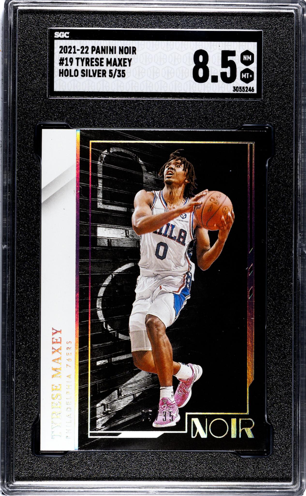 2021-22 Panini Noir #19 Tyrese Maxey Holo Silver /35 SGC 8.5