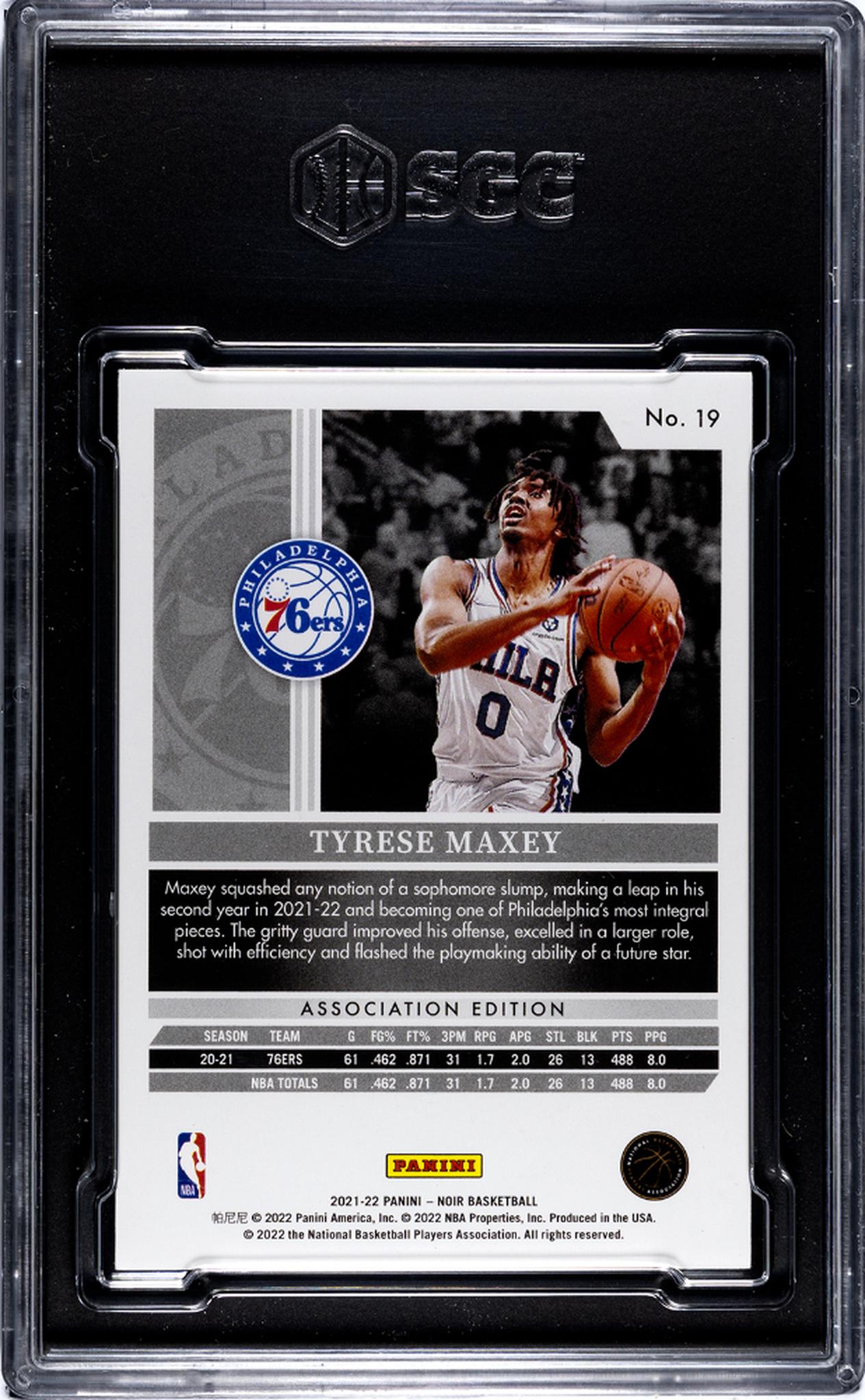 2021-22 Panini Noir #19 Tyrese Maxey Holo Silver /35 SGC 8.5