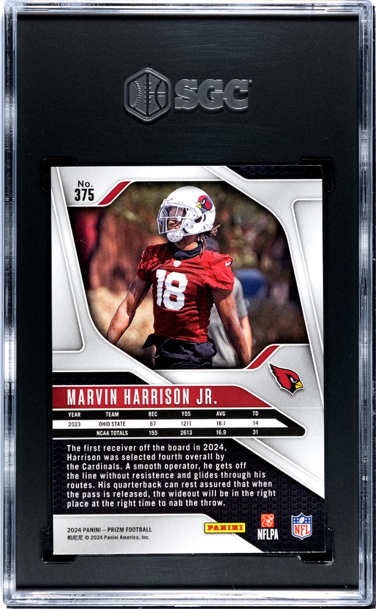 2024 Panini Prizm Marvin Harrison Jr. #375 RC SGC 9