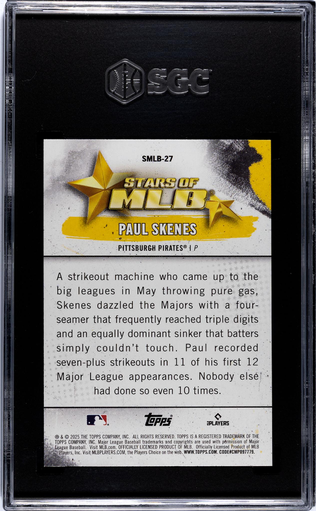 2025 Topps #SMLB-27 Paul Skenes Stars of MLB SGC 9.5