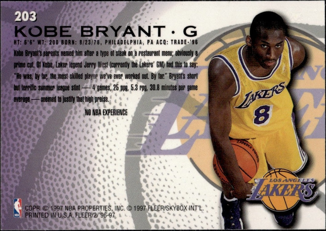 1996 Fleer Kobe Bryant #203 RC