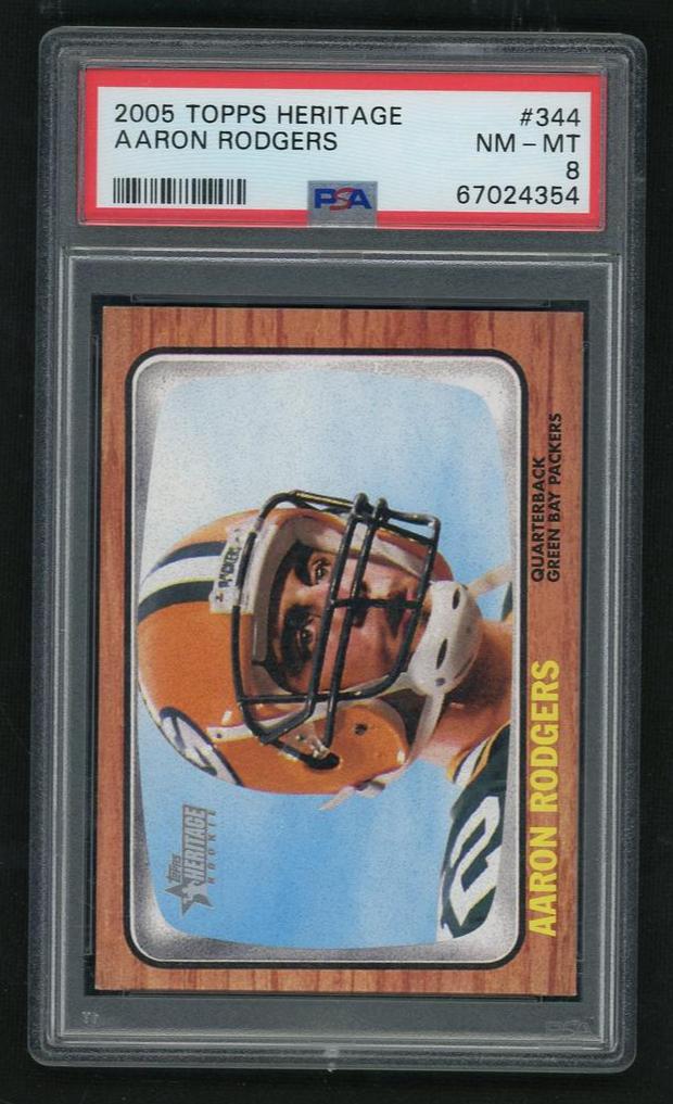 2005 Topps Heritage SP Aaron Rodgers #344A PSA 8