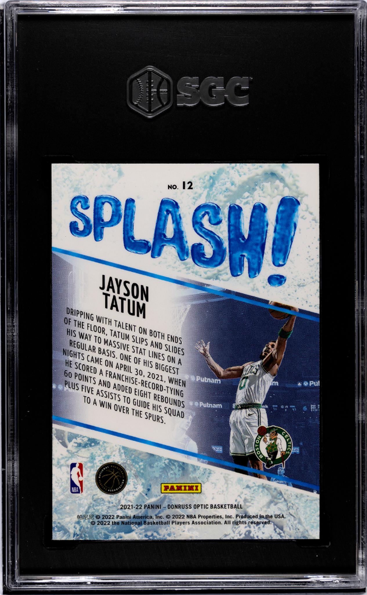 2021-22 Donruss Optic #12 Jayson Tatum Splash! SGC 9.5