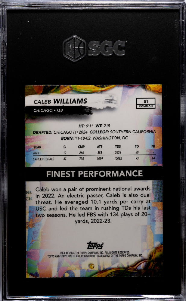 2024 Topps Finest #61 Caleb Williams SGC 10
