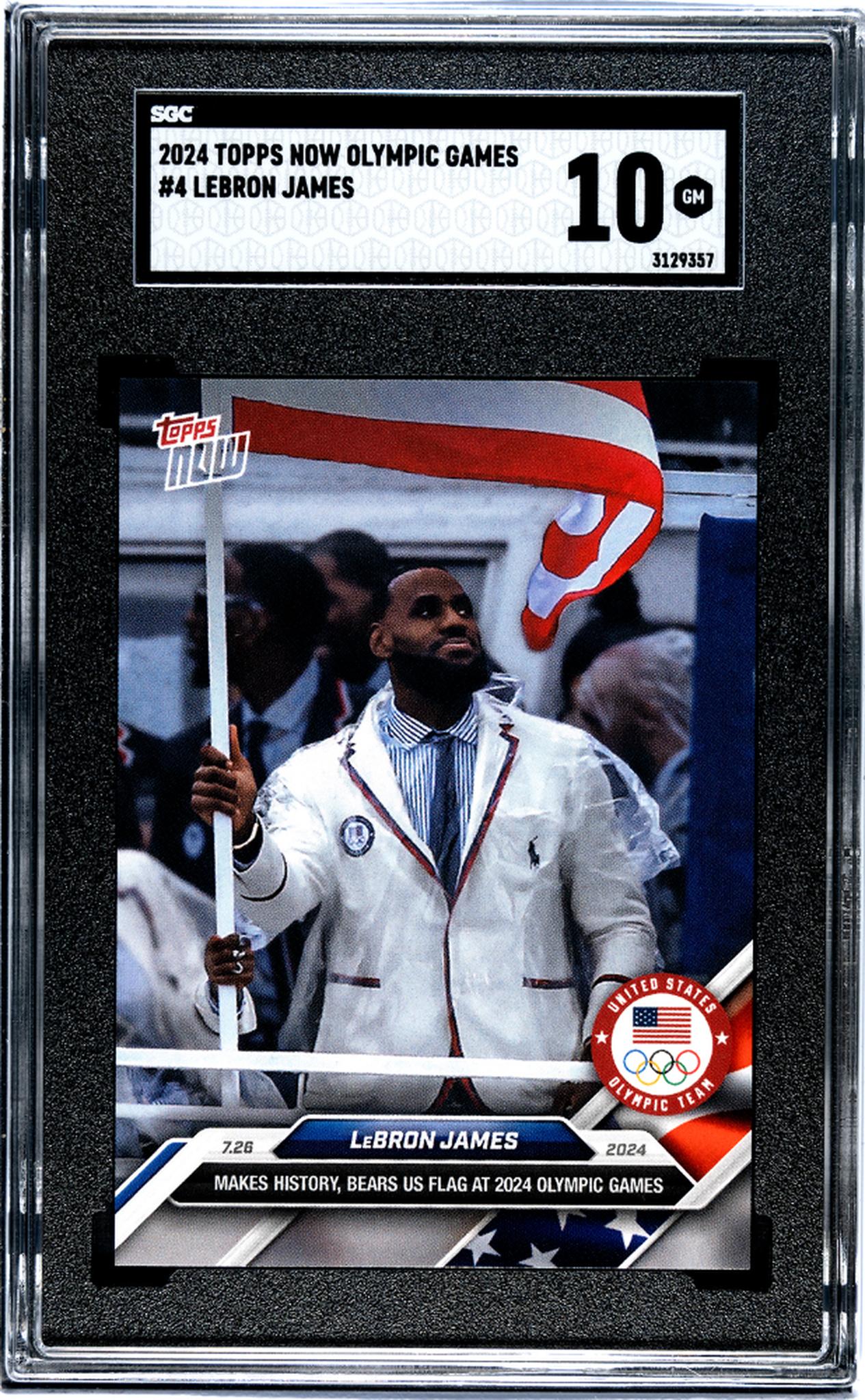 2024 Topps Now #7.26 LeBron James Olympic Games SGC 10