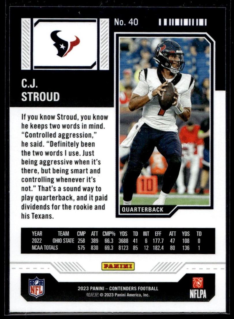 2023 Panini Contenders Season Ticket C.J. Stroud Rookie