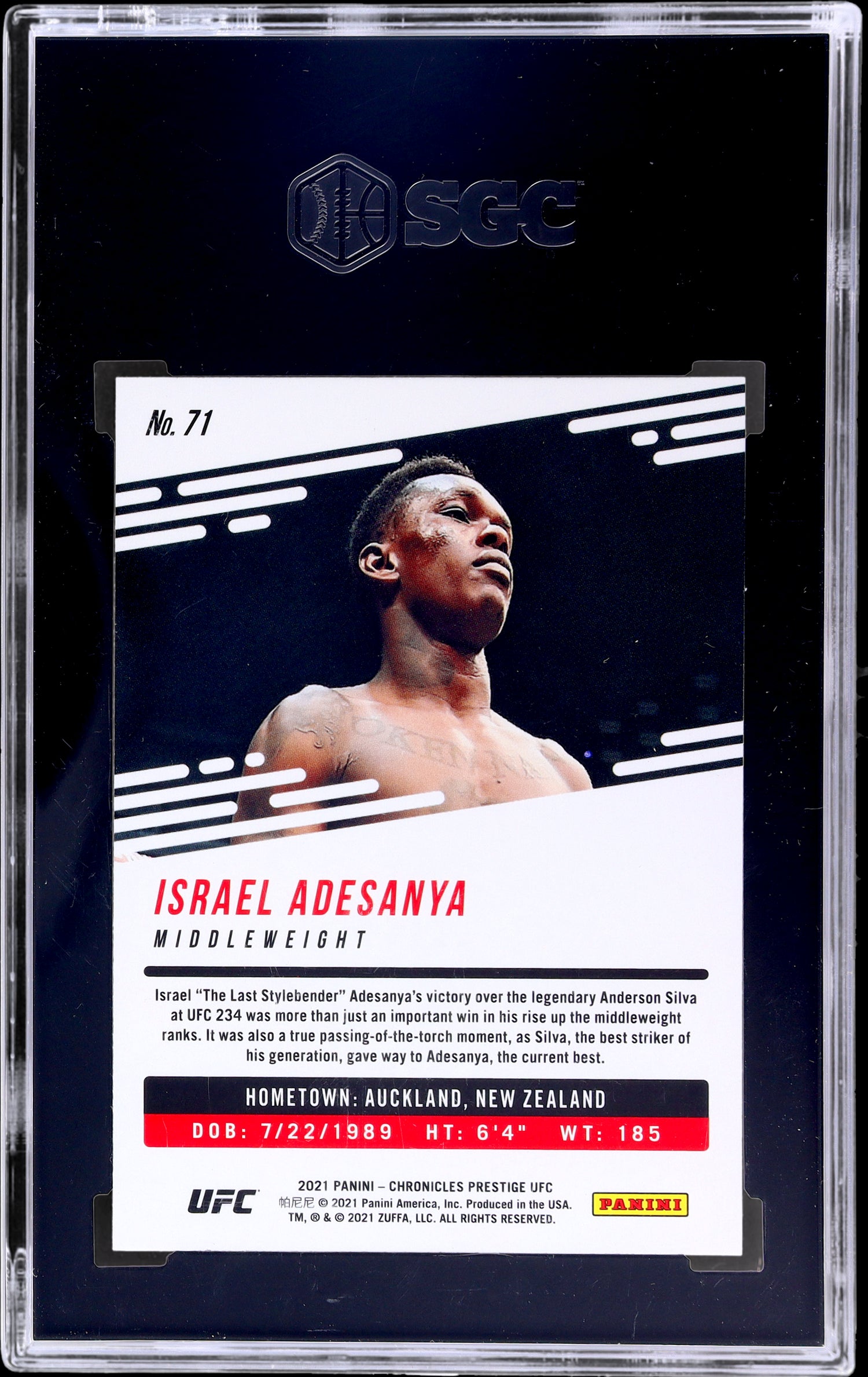 2021 Panini Chronicles Ufc #71 Israel Adesanya Prestige Asia SGC 10