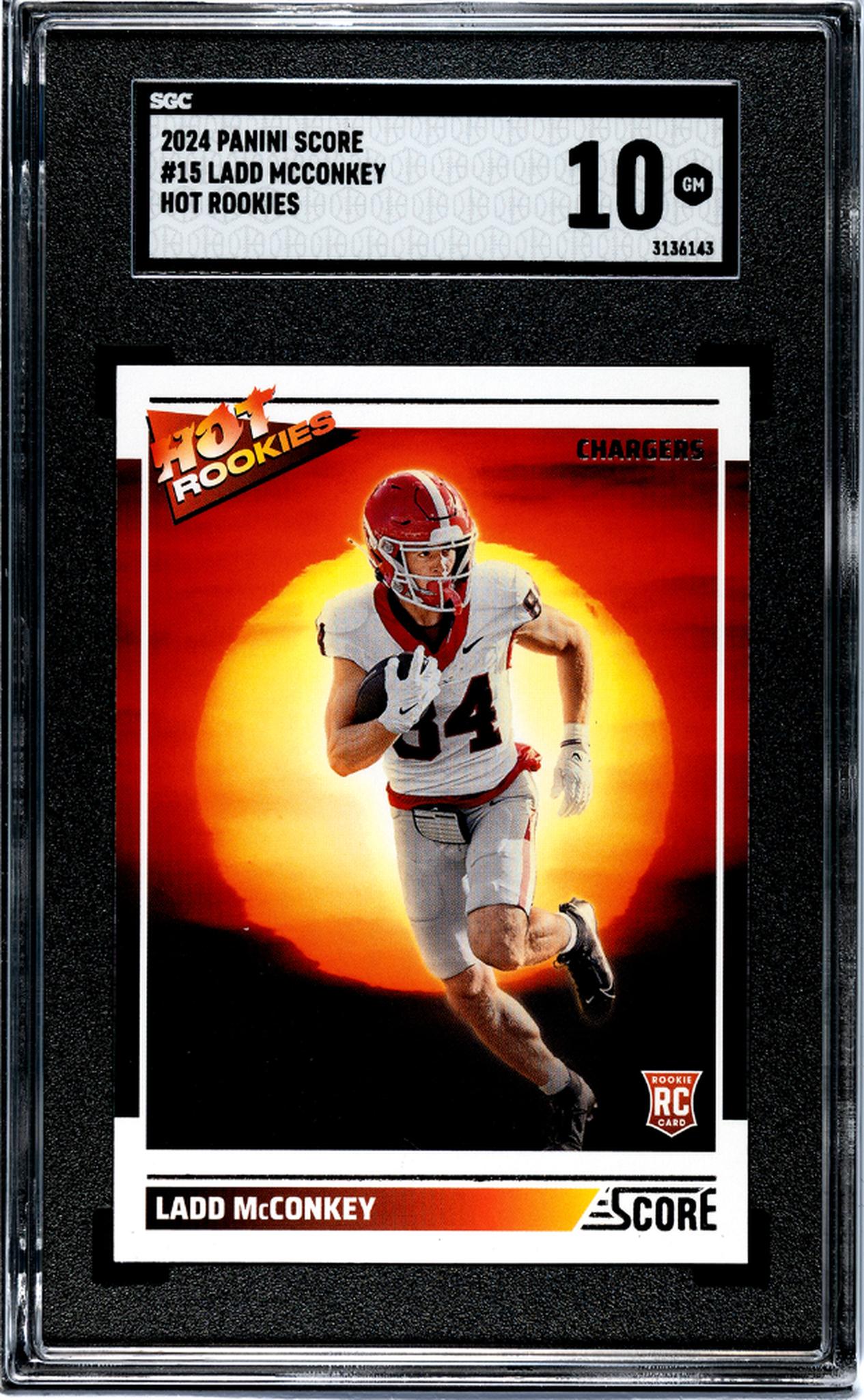 2024 Panini Score #15 Ladd Mcconkey Hot Rookies SGC 10