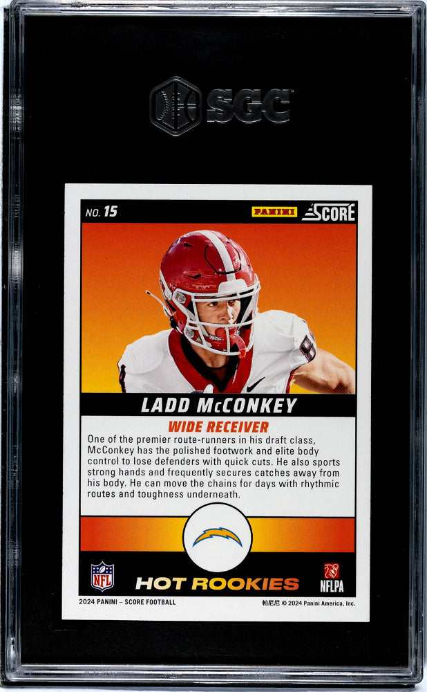 2024 Panini Score #15 Ladd Mcconkey Hot Rookies SGC 10