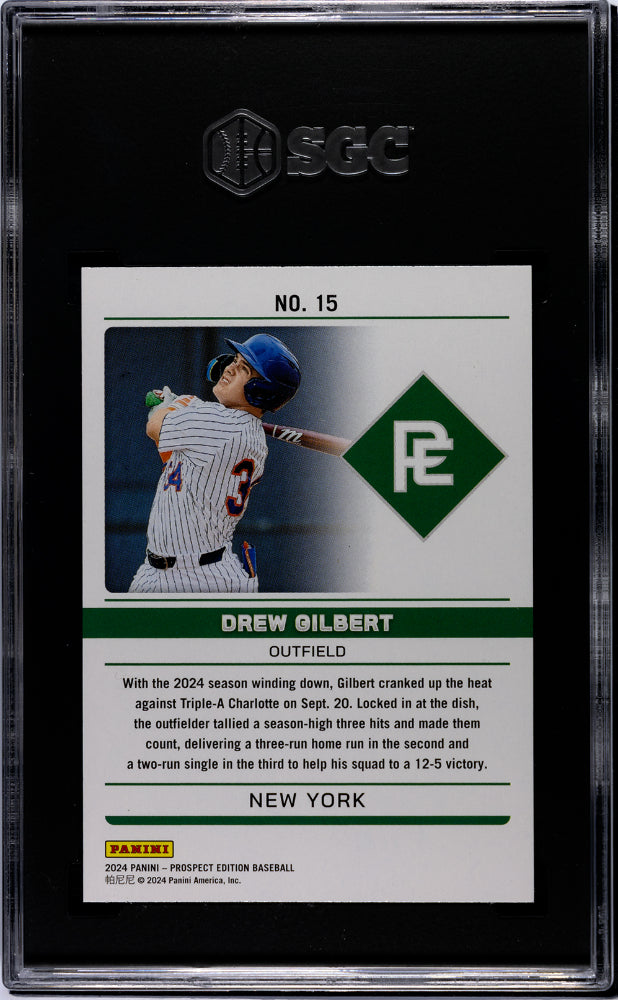2024 Panini Prospect Edition Domination Drew Gilbert #15 SGC 9
