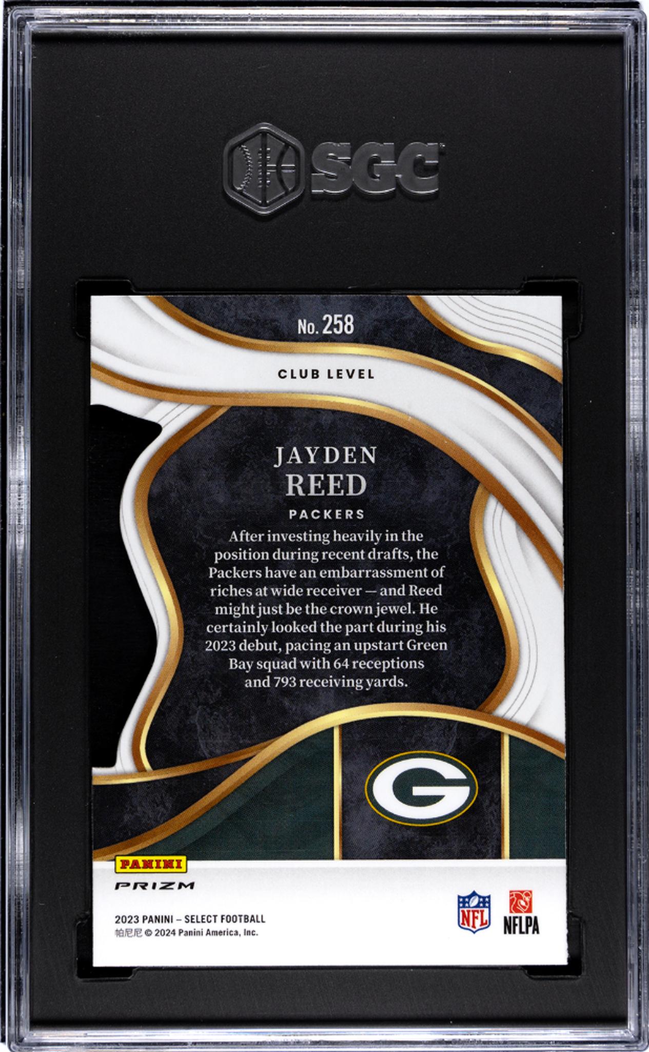 2023 Panini Select #258 Jayden Reed Red/Yellow Rookie  SGC 9