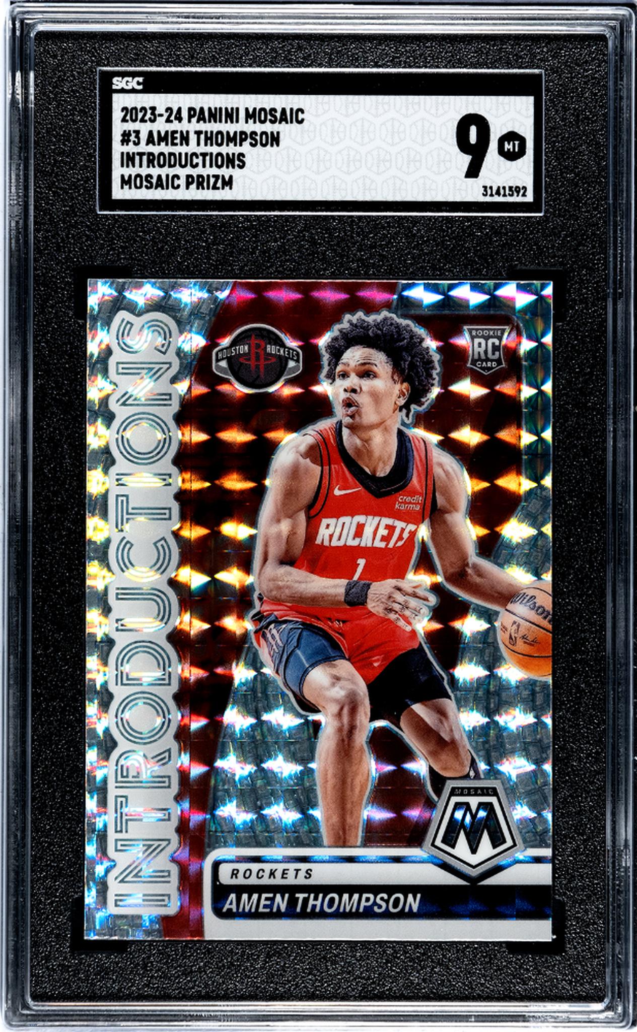 2023-24 Panini Mosaic #3 Amen Thompson Introductions Mosaic Prizm SGC 9