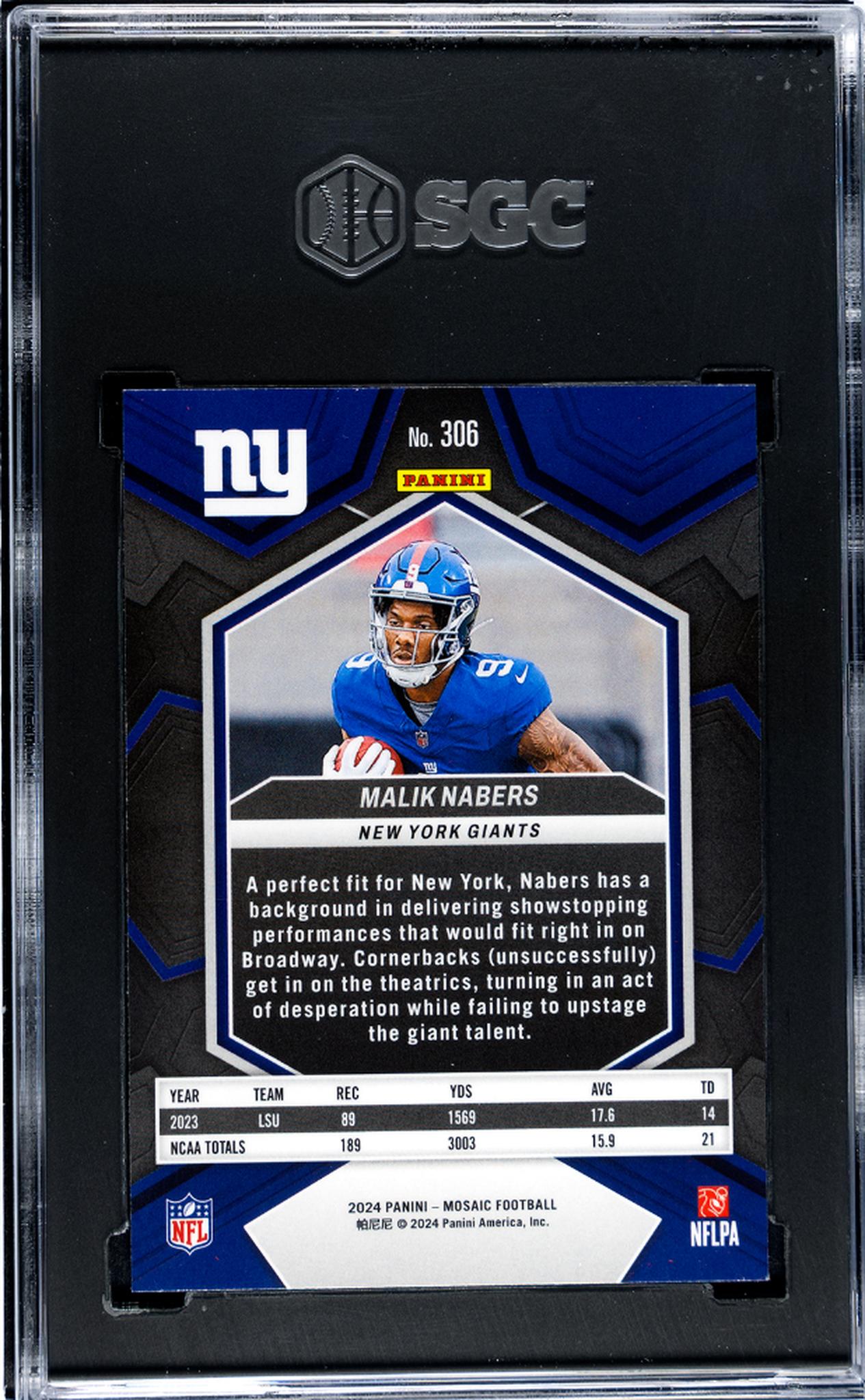 2024 Panini Mosaic #306 Malik Nabers SGC 9.5