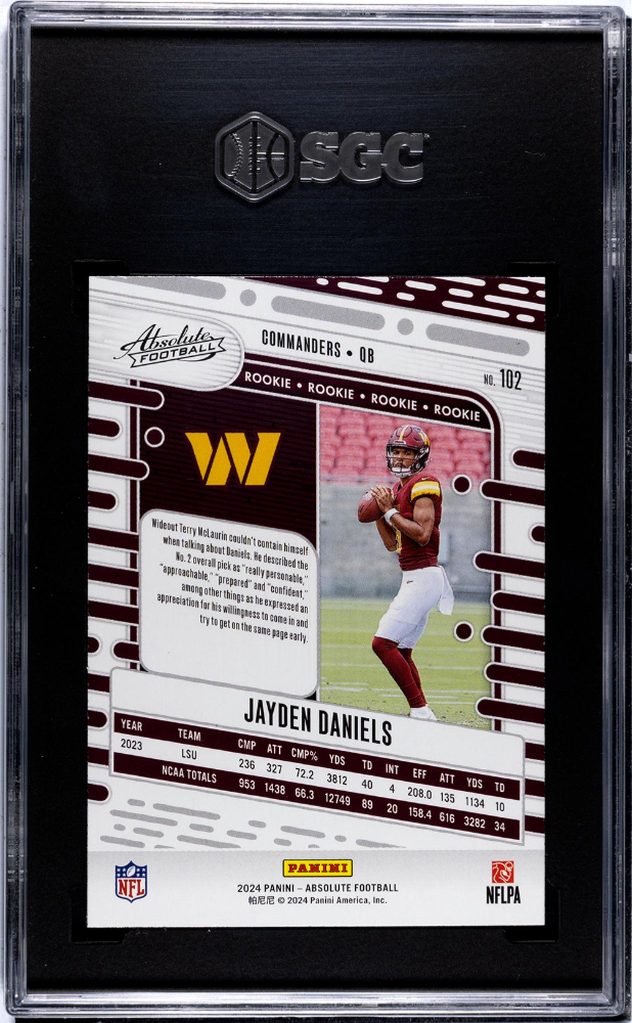 2024 Panini Absolute #102 Jayden Daniels Retail SGC 10