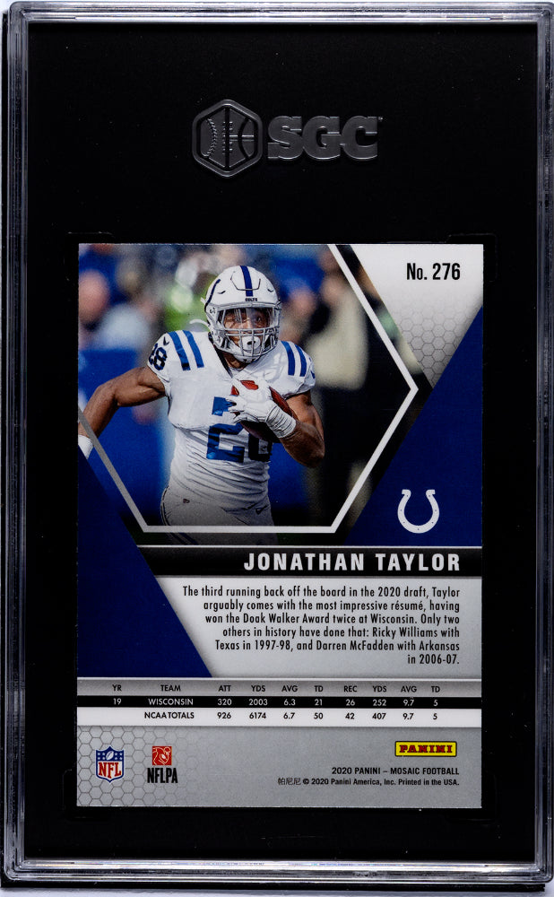 2020 Panini Mosaic NFL Debut Jonathan Taylor #276 RC SGC 10