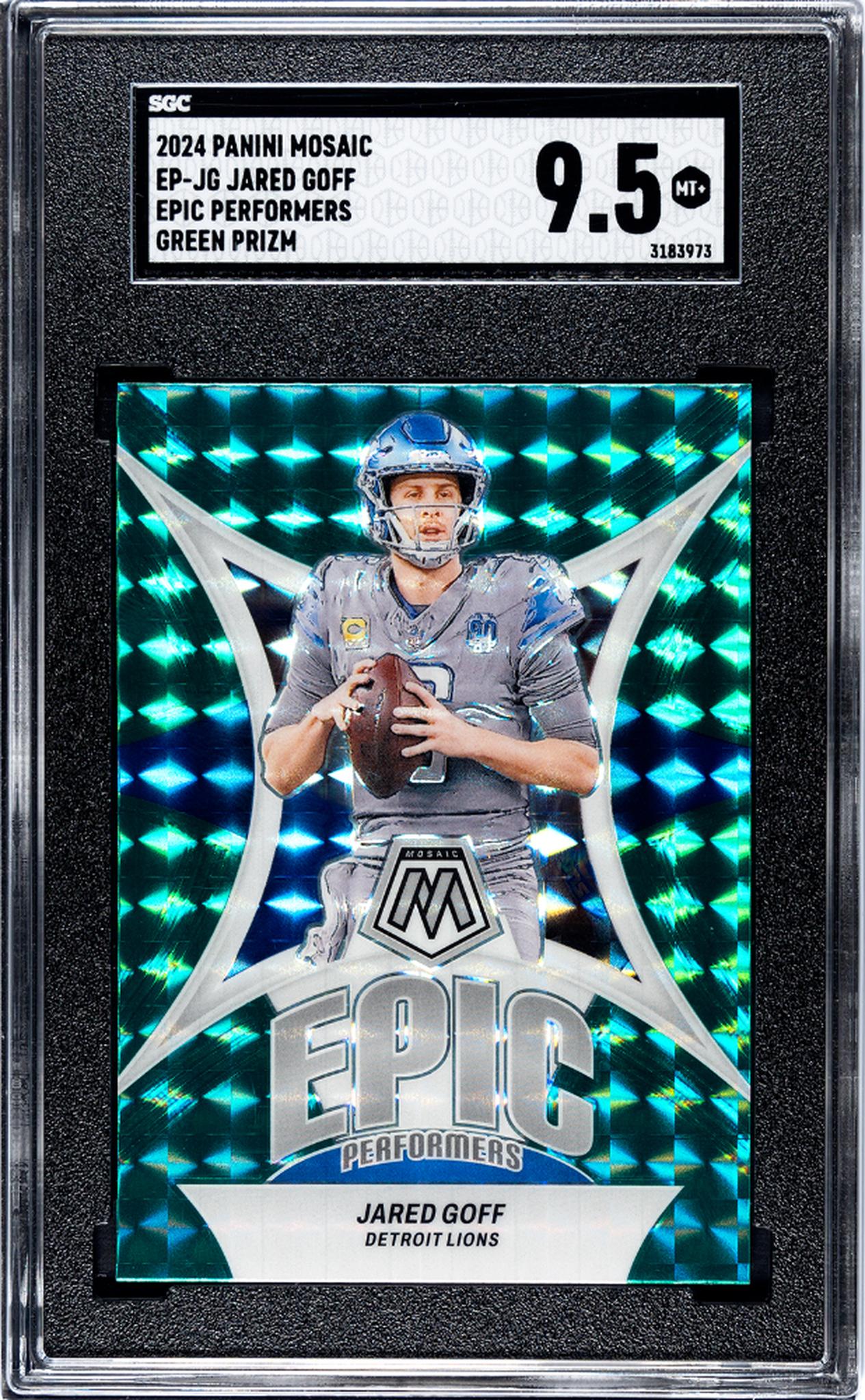 2024 Panini Mosaic Green Prizm Jared Goff #EP-JG SGC 9.5